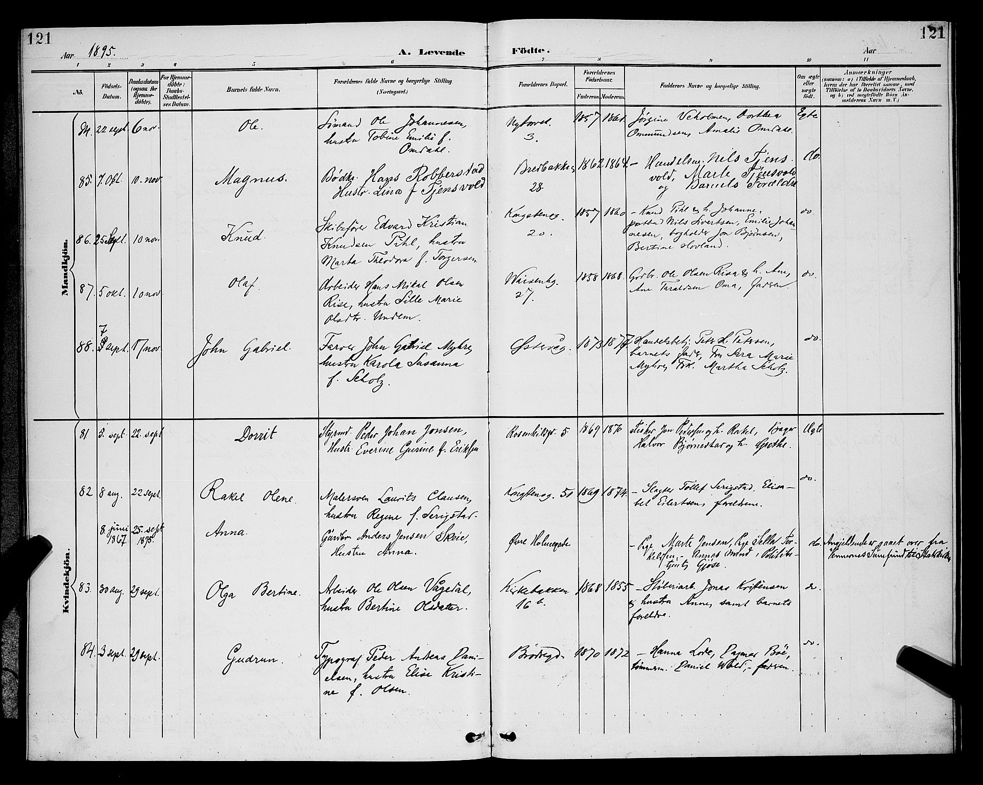 St. Petri sokneprestkontor, SAST/A-101813/001/30/30BB/L0006: Parish register (copy) no. B 6, 1890-1897, p. 121