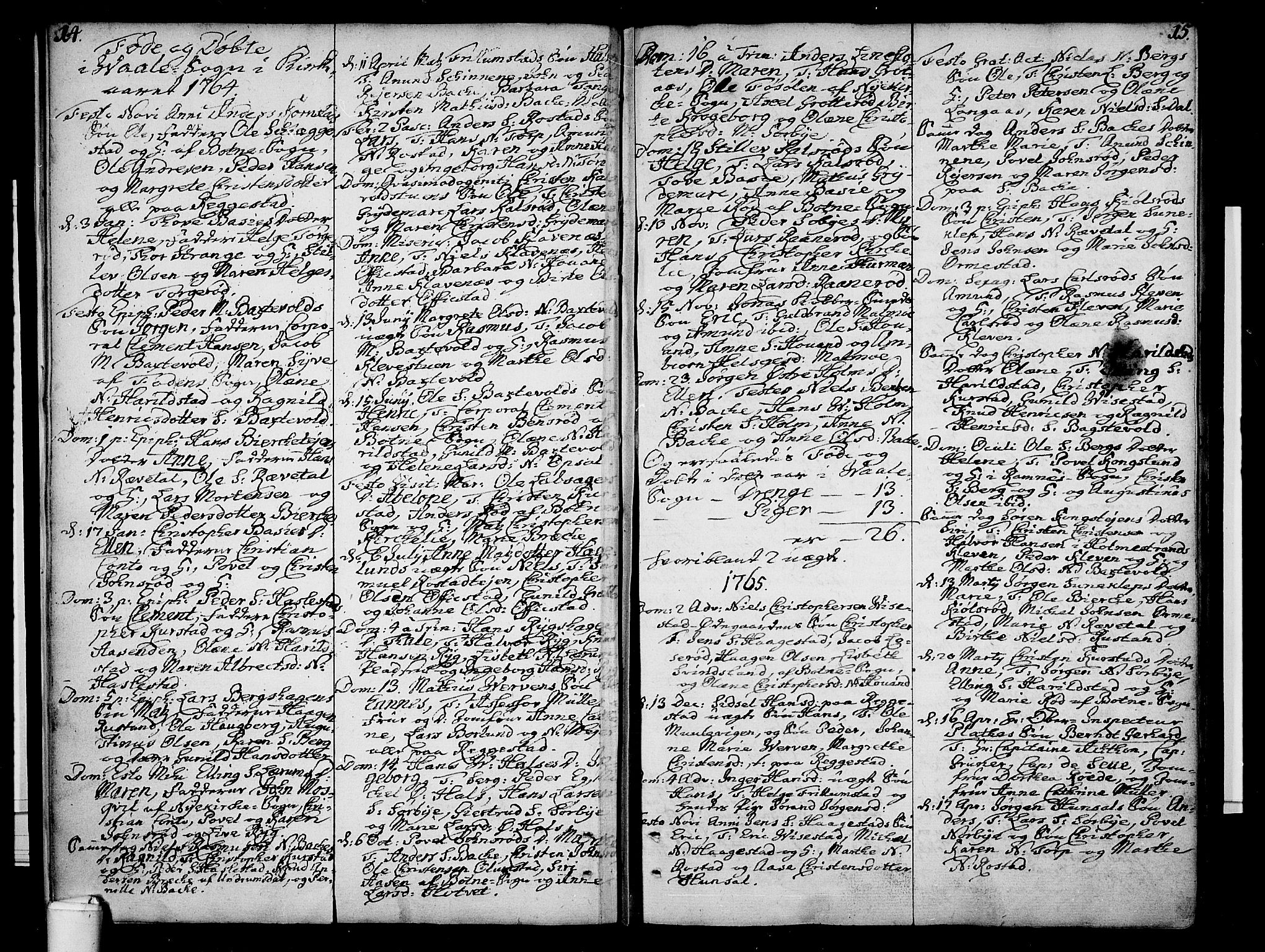 Våle kirkebøker, AV/SAKO-A-334/F/Fa/L0004: Parish register (official) no. I 4 /2, 1732-1773, p. 14-15