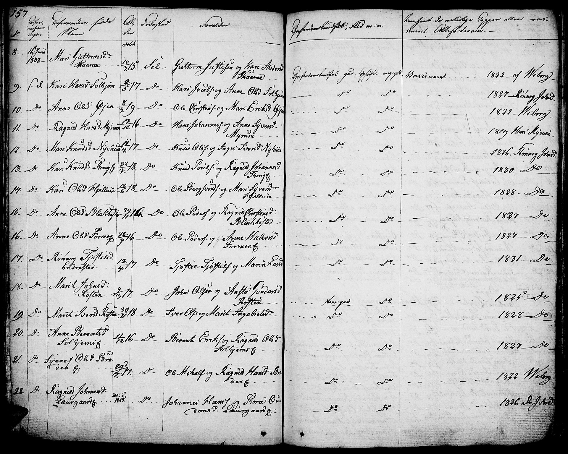 Vågå prestekontor, AV/SAH-PREST-076/H/Ha/Haa/L0004: Parish register (official) no. 4 /1, 1827-1842, p. 157