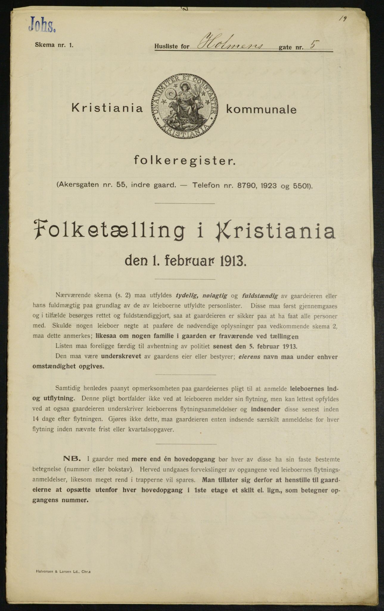 OBA, Municipal Census 1913 for Kristiania, 1913, p. 40644