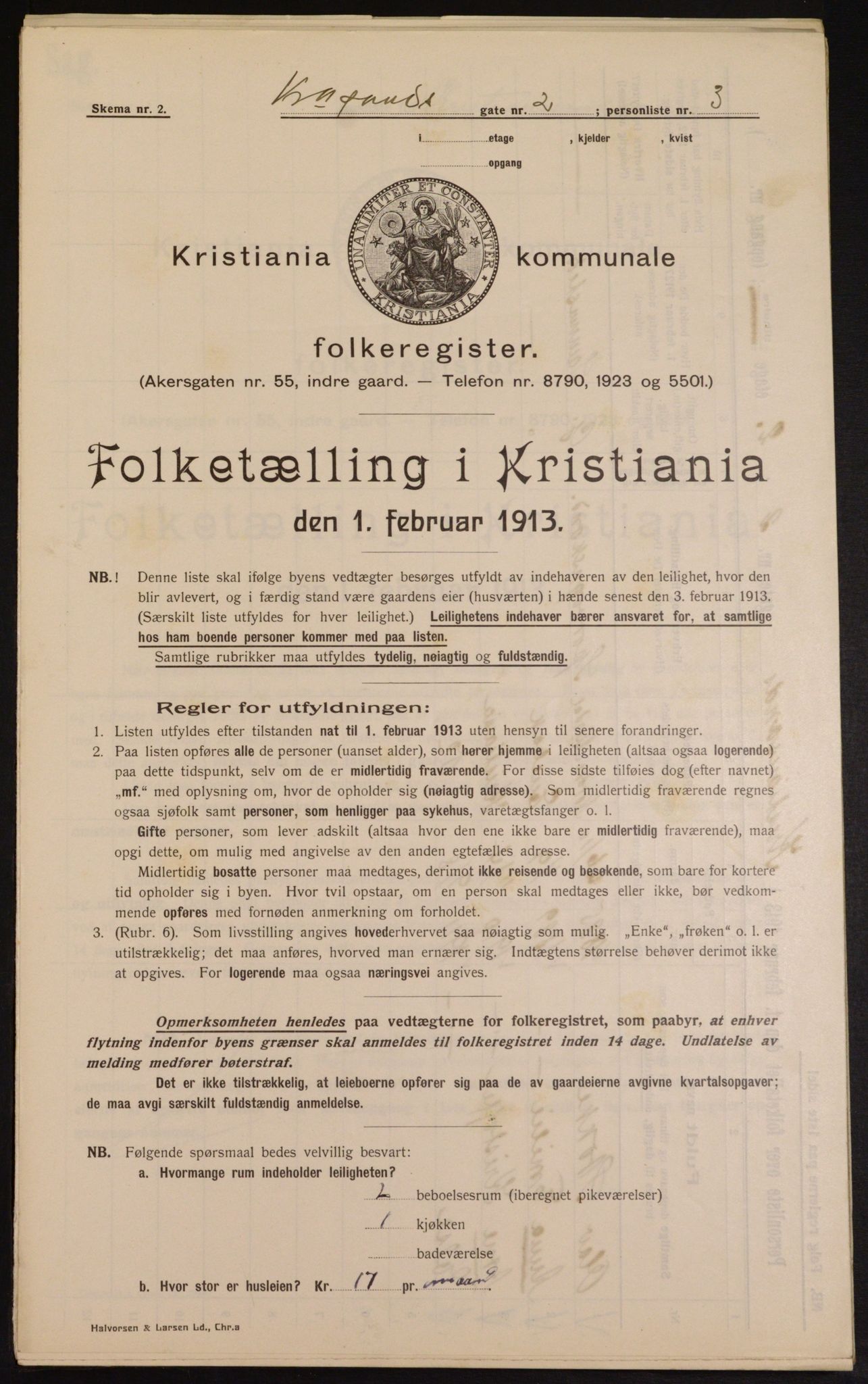 OBA, Municipal Census 1913 for Kristiania, 1913, p. 53945