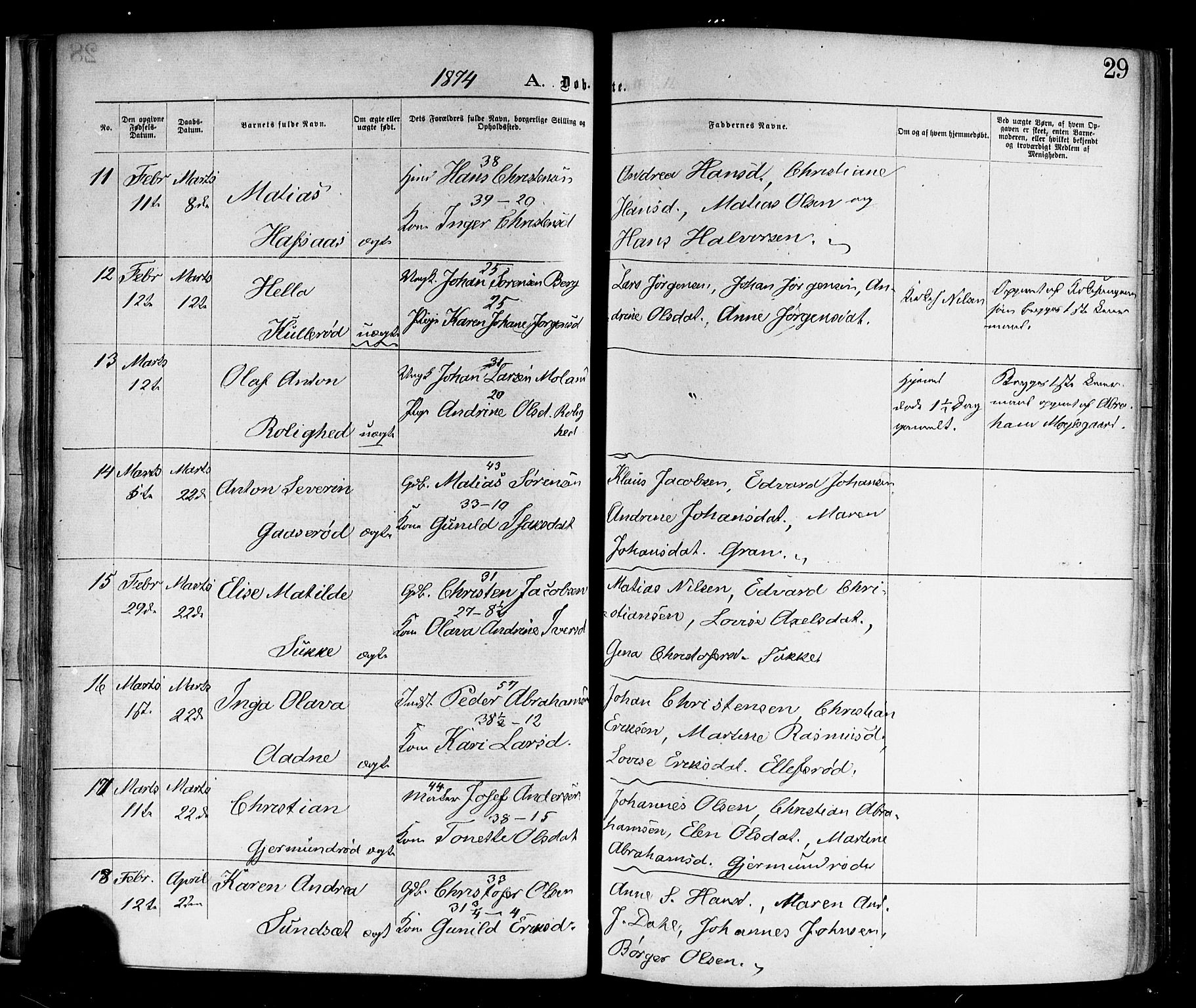 Andebu kirkebøker, AV/SAKO-A-336/F/Fa/L0006: Parish register (official) no. 6, 1871-1878, p. 29