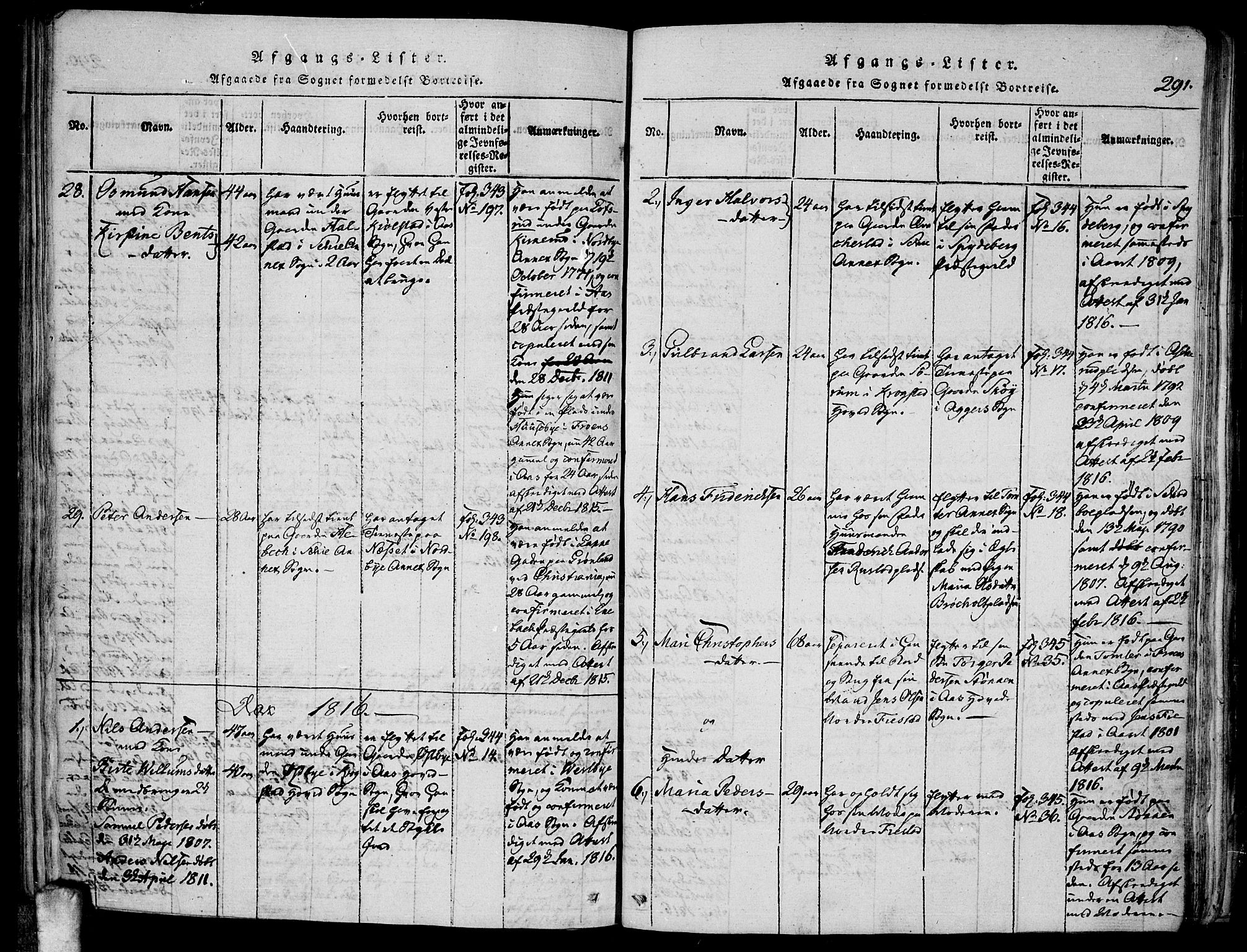 Kråkstad prestekontor Kirkebøker, SAO/A-10125a/F/Fa/L0003: Parish register (official) no. I 3, 1813-1824, p. 291
