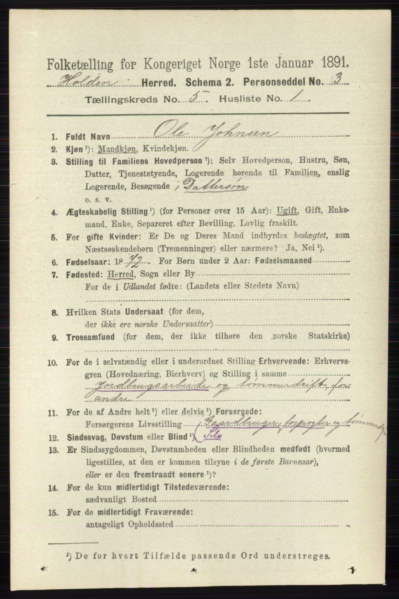 RA, 1891 census for 0819 Holla, 1891, p. 2745