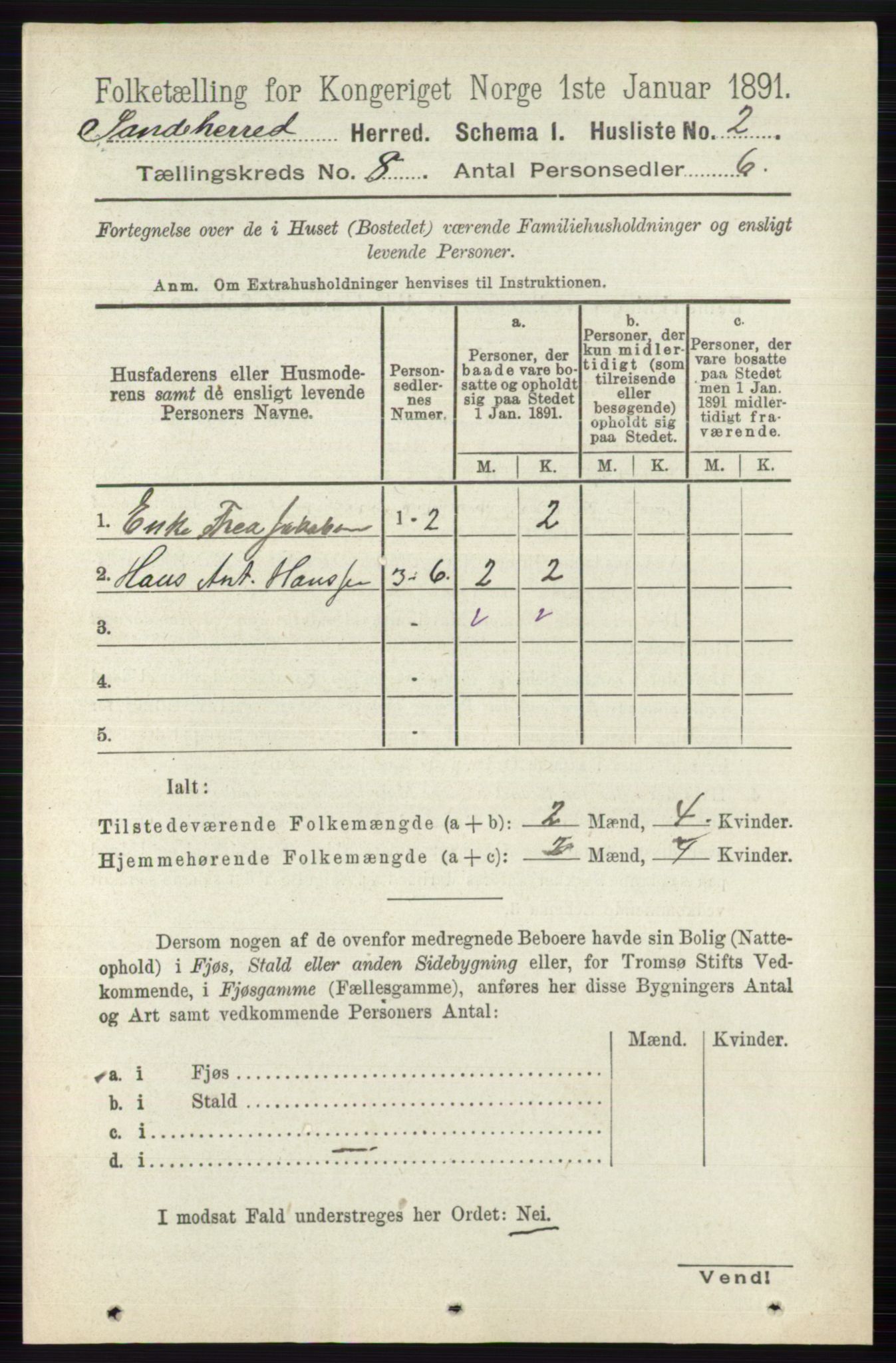 RA, 1891 census for 0724 Sandeherred, 1891, p. 4714