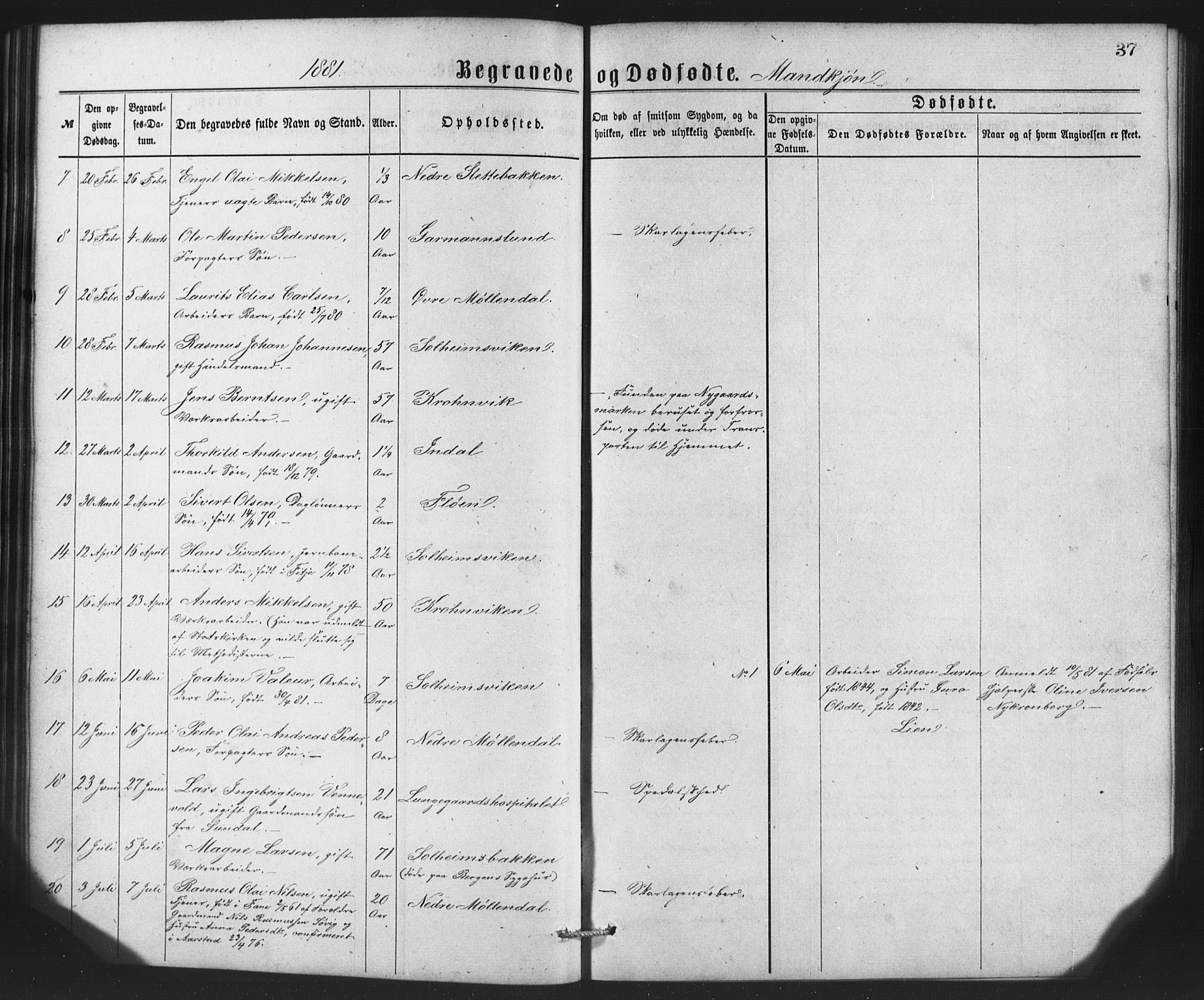 St. Jørgens hospital og Årstad sokneprestembete, AV/SAB-A-99934: Parish register (copy) no. A 8, 1872-1886, p. 37