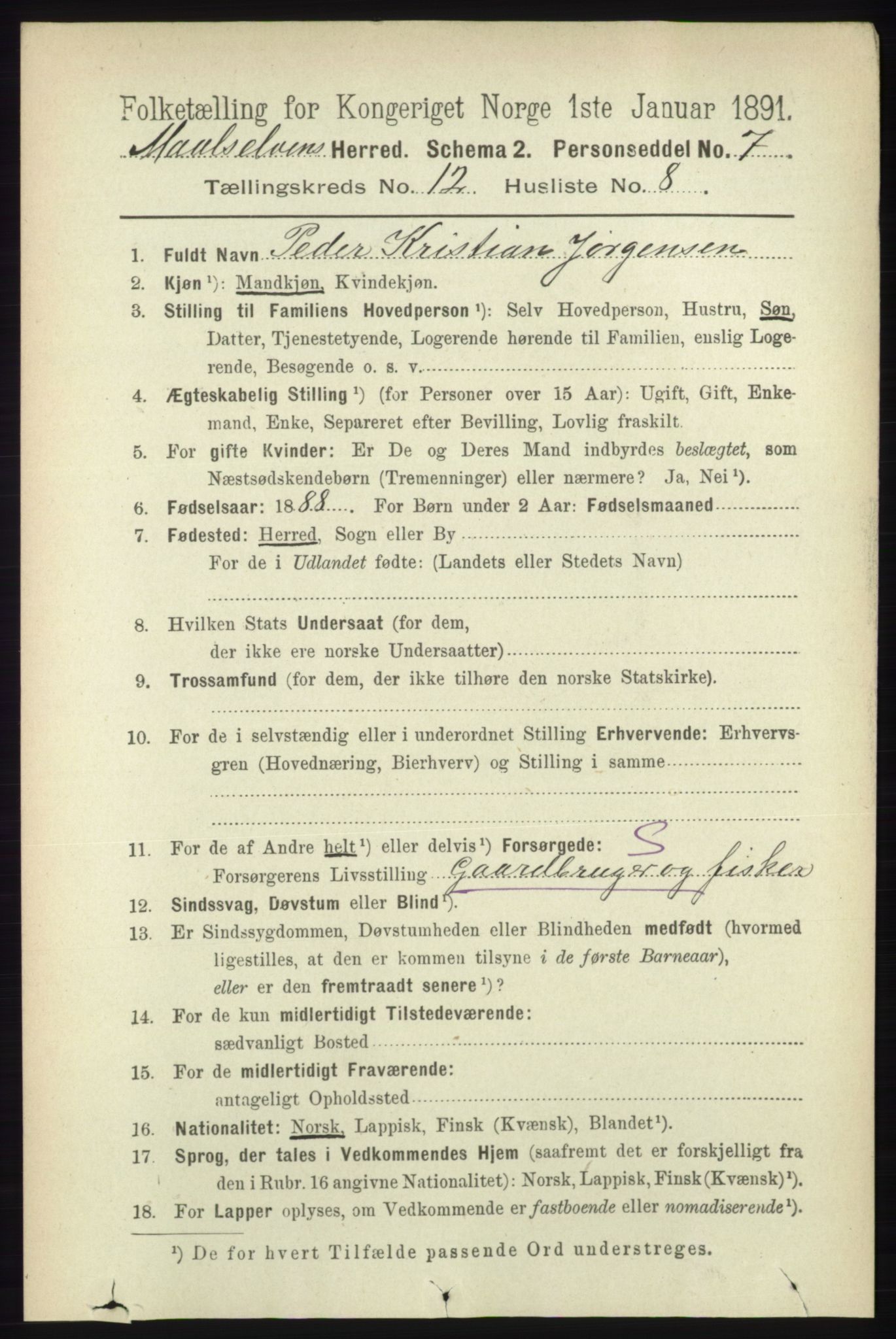 RA, 1891 census for 1924 Målselv, 1891, p. 3841