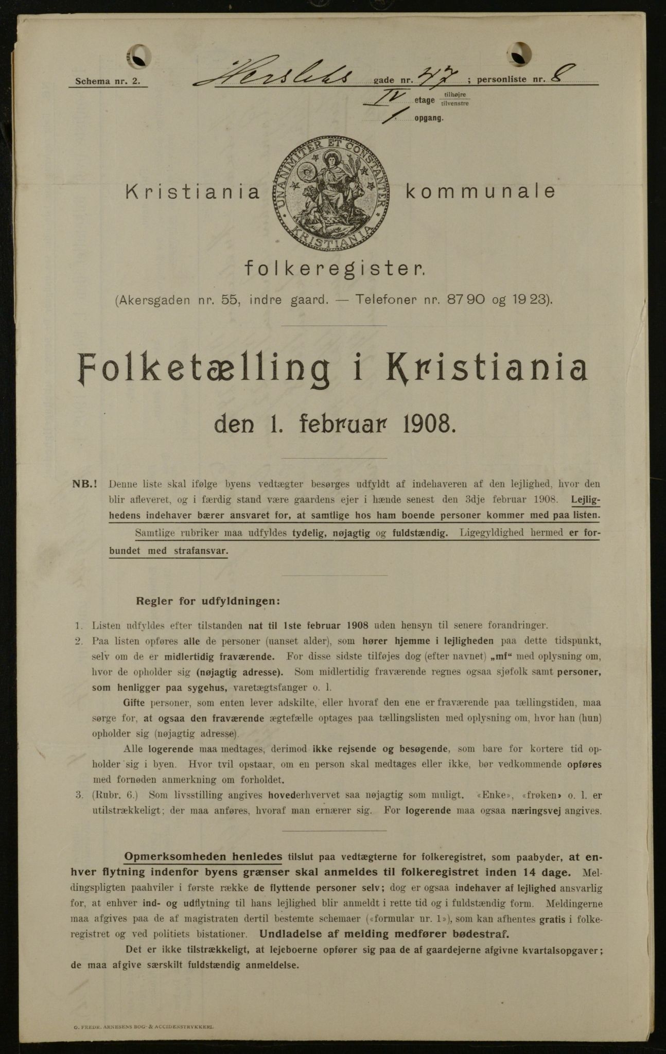 OBA, Municipal Census 1908 for Kristiania, 1908, p. 35833