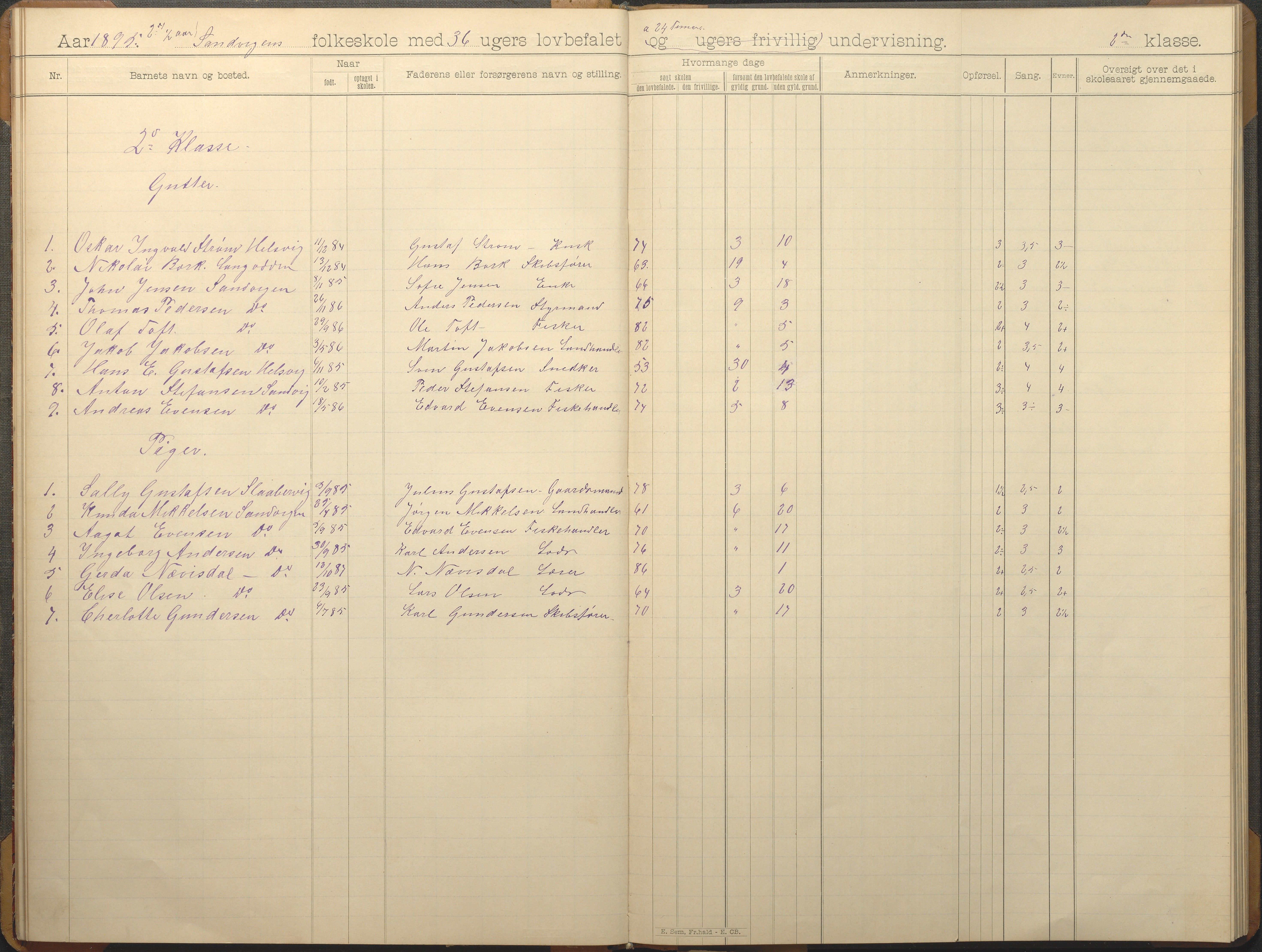 Hisøy kommune frem til 1991, AAKS/KA0922-PK/33/L0006: Skoleprotokoll, 1892-1902