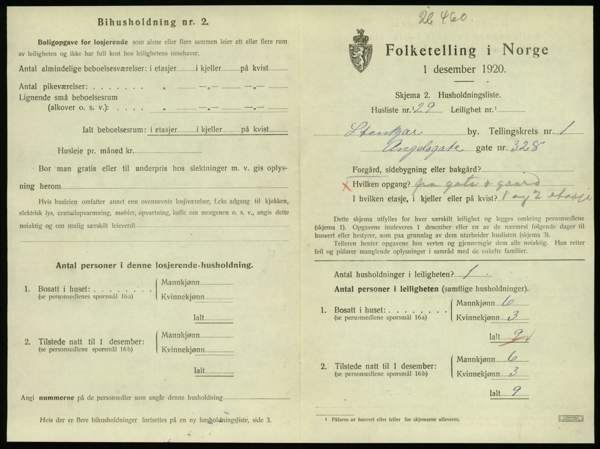 SAT, 1920 census for Steinkjer, 1920, p. 1136