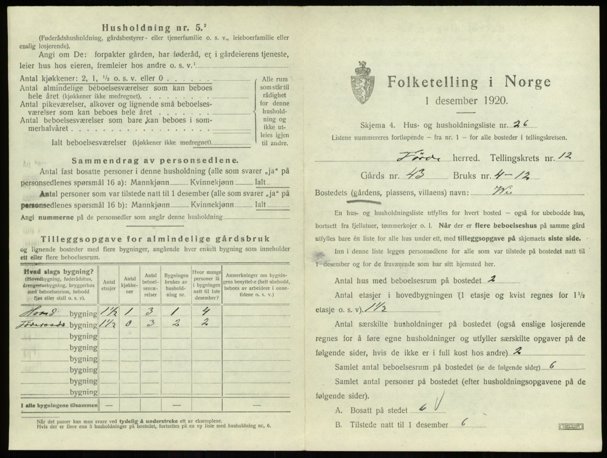 SAB, 1920 census for Førde, 1920, p. 680