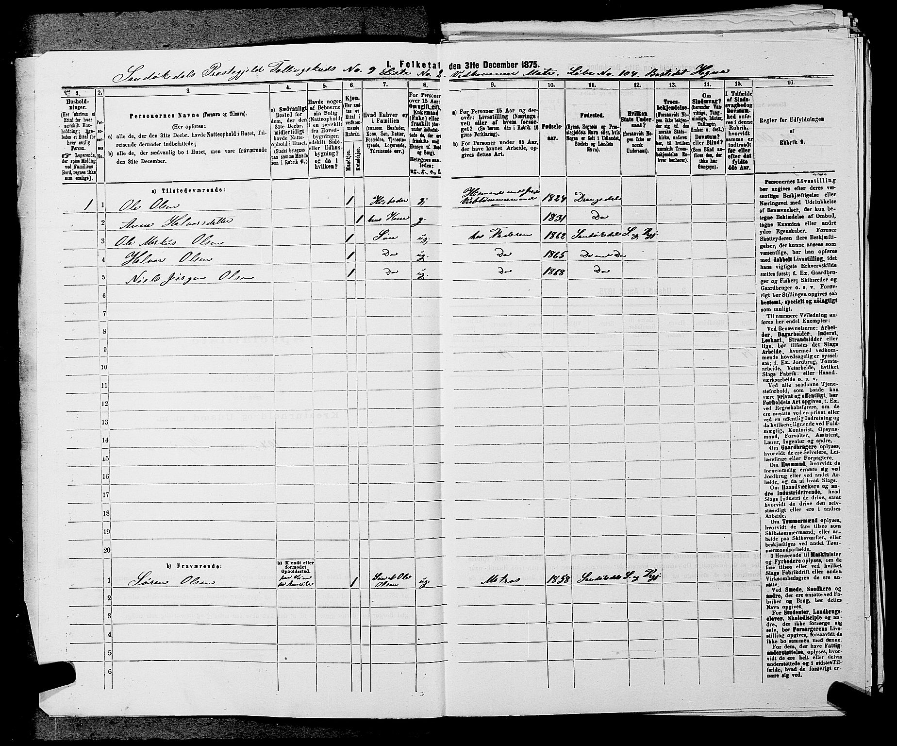 SAKO, 1875 census for 0816P Sannidal, 1875, p. 640