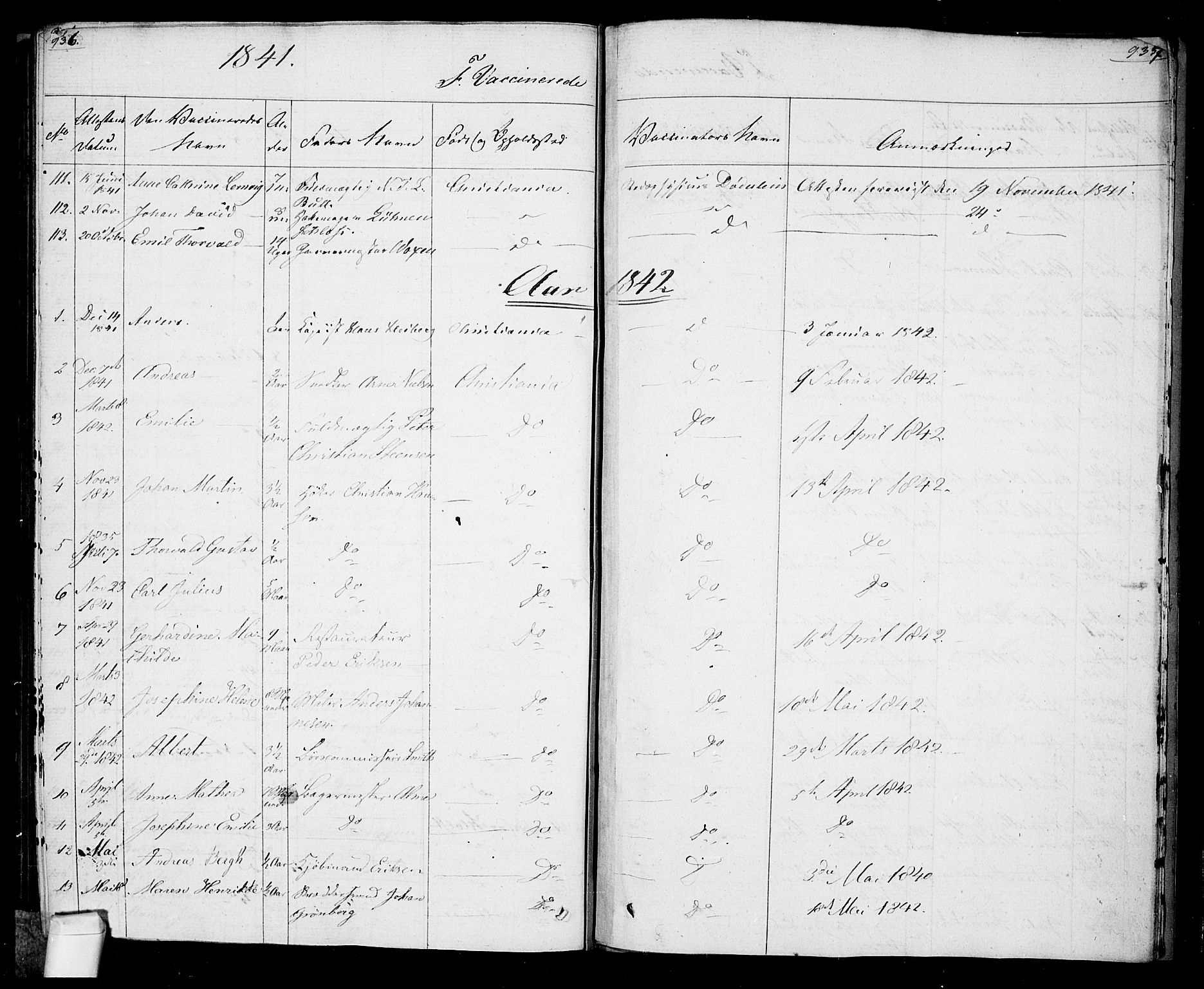 Oslo domkirke Kirkebøker, SAO/A-10752/F/Fa/L0022: Parish register (official) no. 22, 1824-1829, p. 936-937