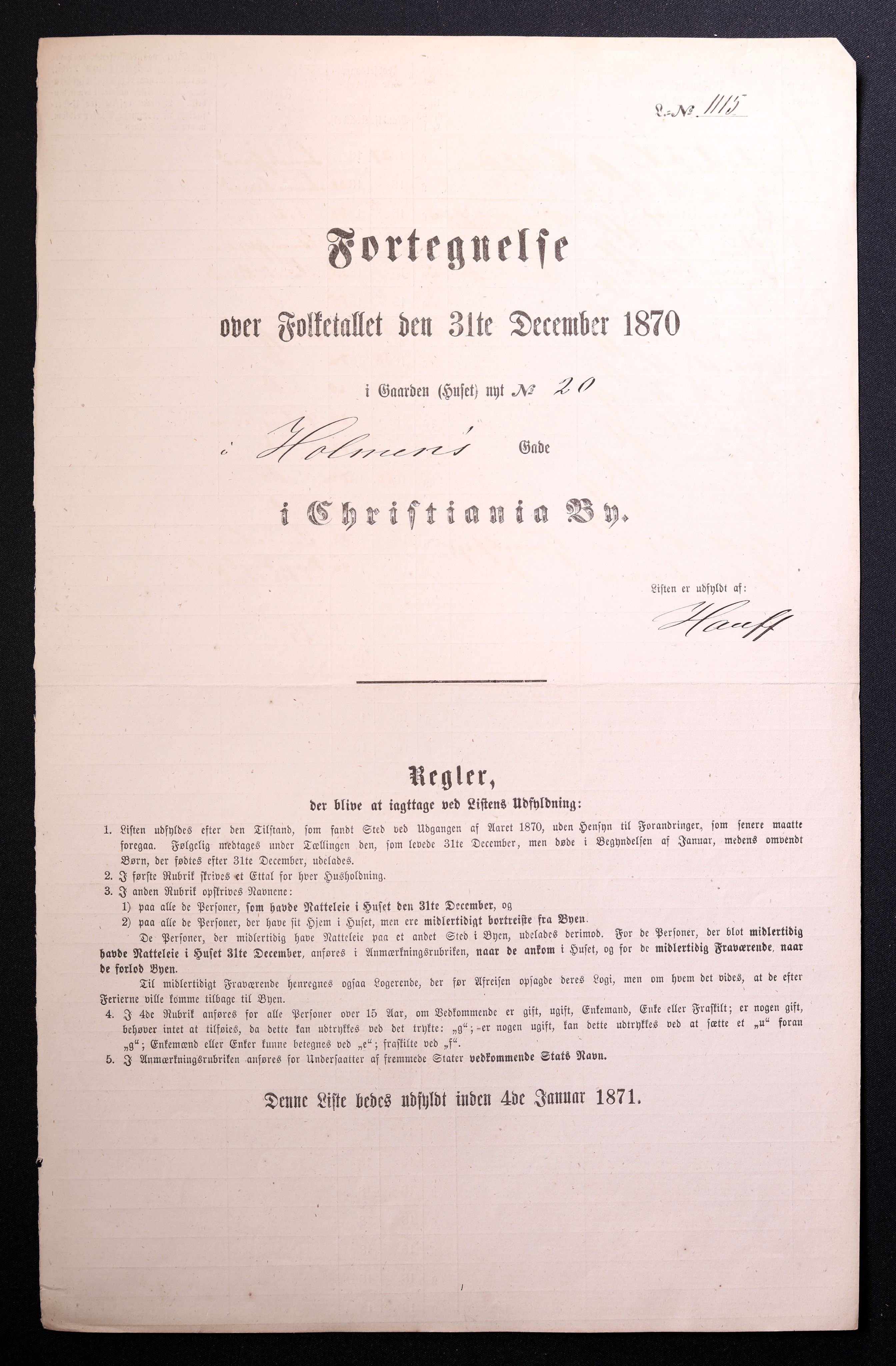 RA, 1870 census for 0301 Kristiania, 1870, p. 1311