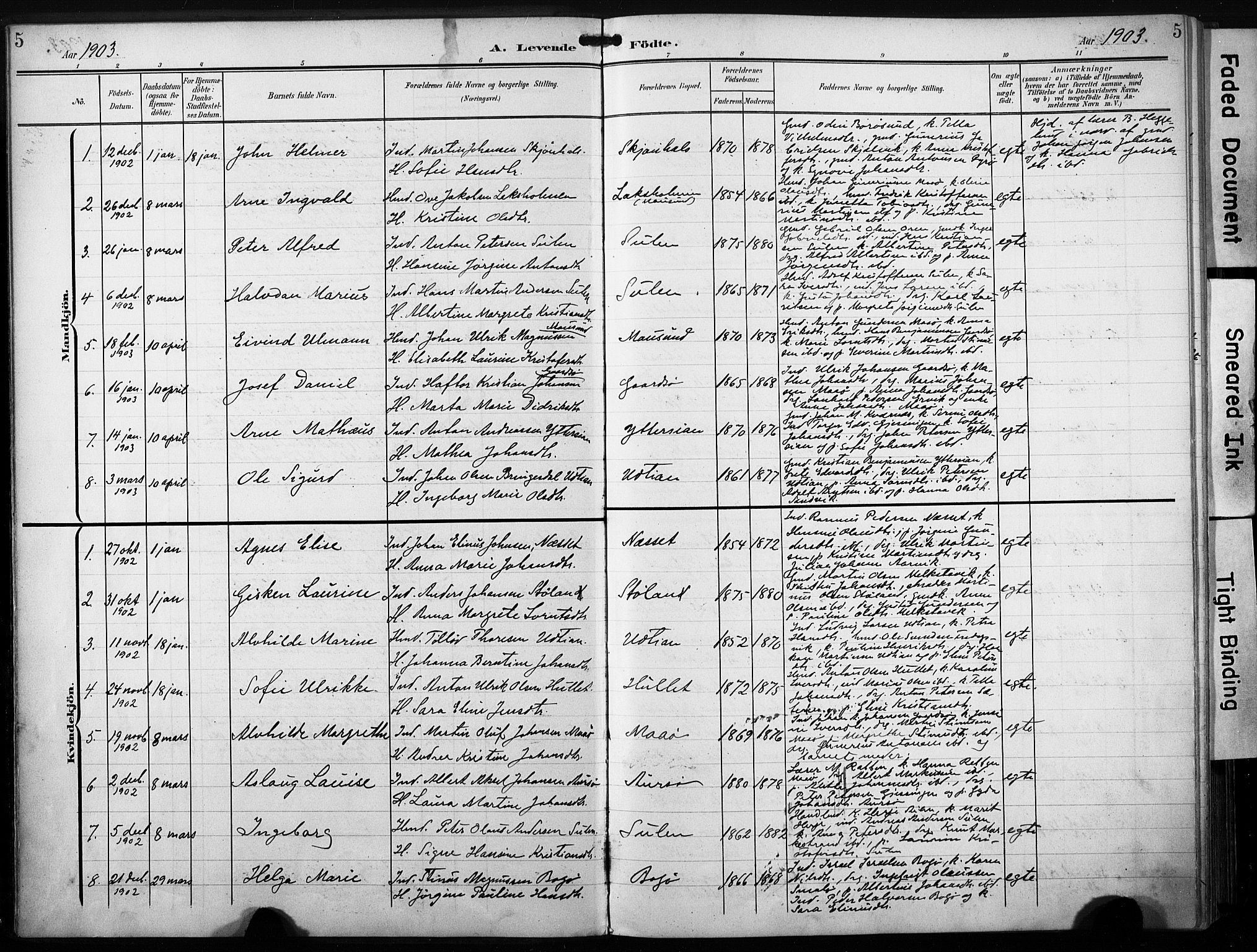 Ministerialprotokoller, klokkerbøker og fødselsregistre - Sør-Trøndelag, AV/SAT-A-1456/640/L0580: Parish register (official) no. 640A05, 1902-1910, p. 5