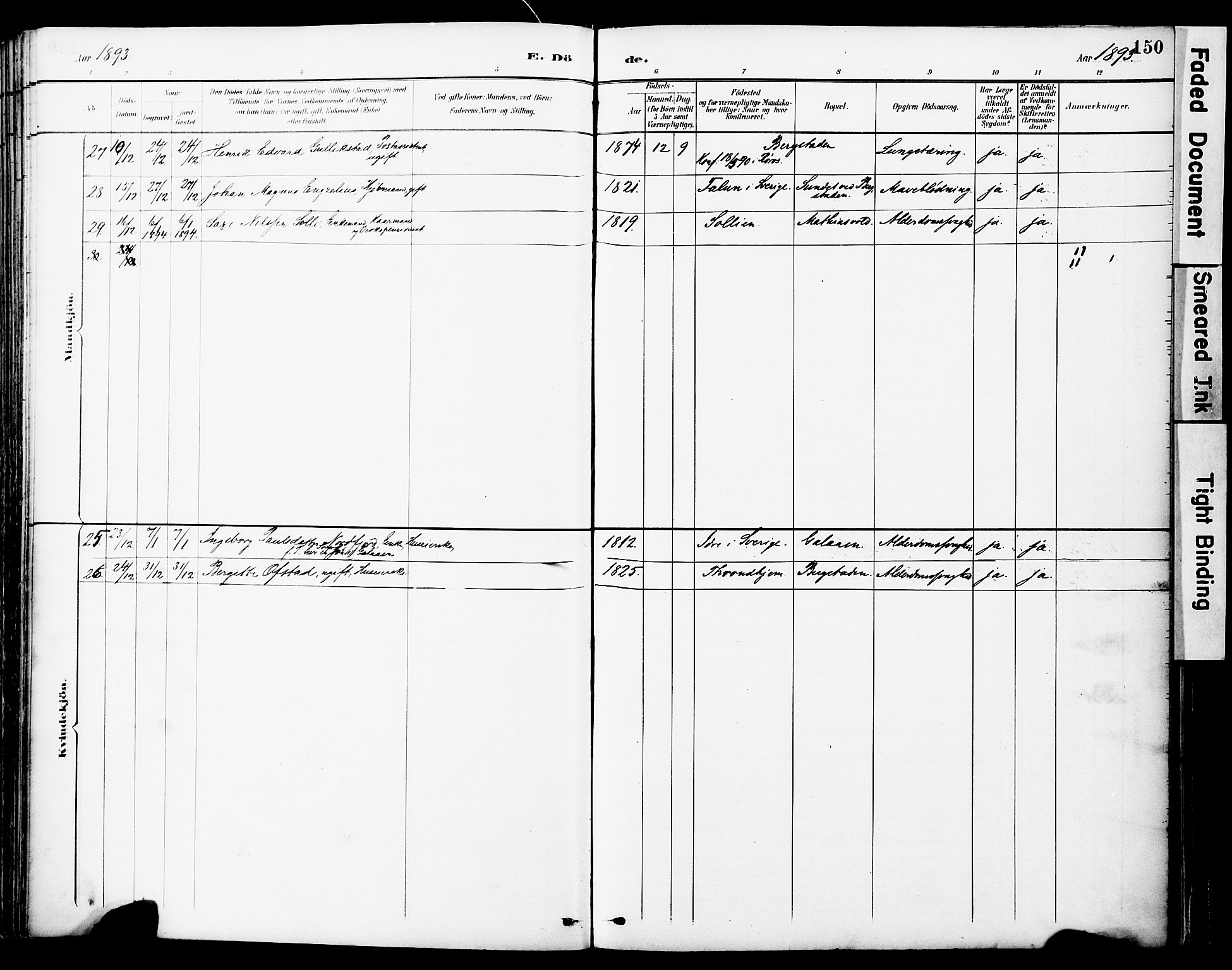 Ministerialprotokoller, klokkerbøker og fødselsregistre - Sør-Trøndelag, AV/SAT-A-1456/681/L0935: Parish register (official) no. 681A13, 1890-1898, p. 150