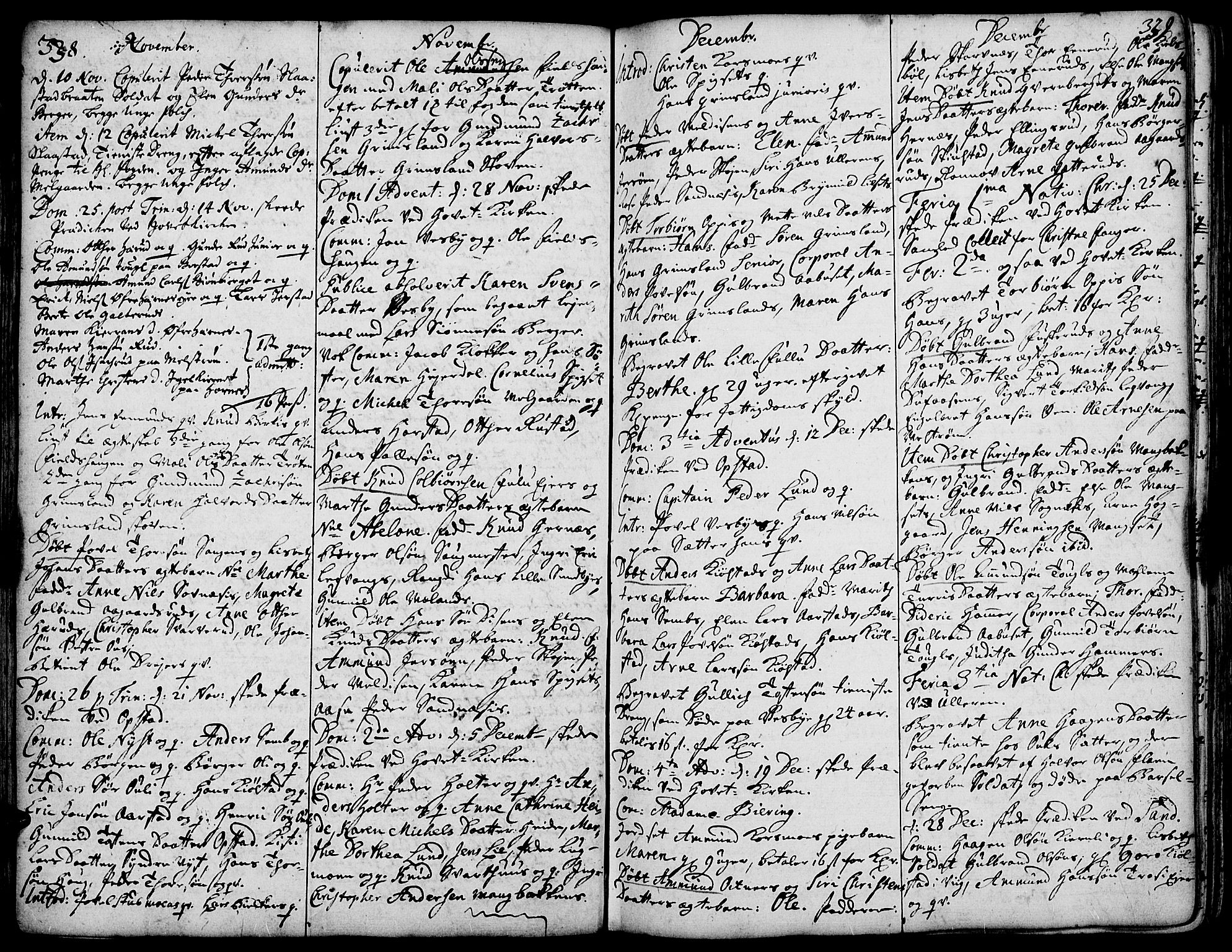 Strøm-Odalen prestekontor, AV/SAH-PREST-028/H/Ha/Haa/L0002: Parish register (official) no. 2, 1716-1740, p. 338-339