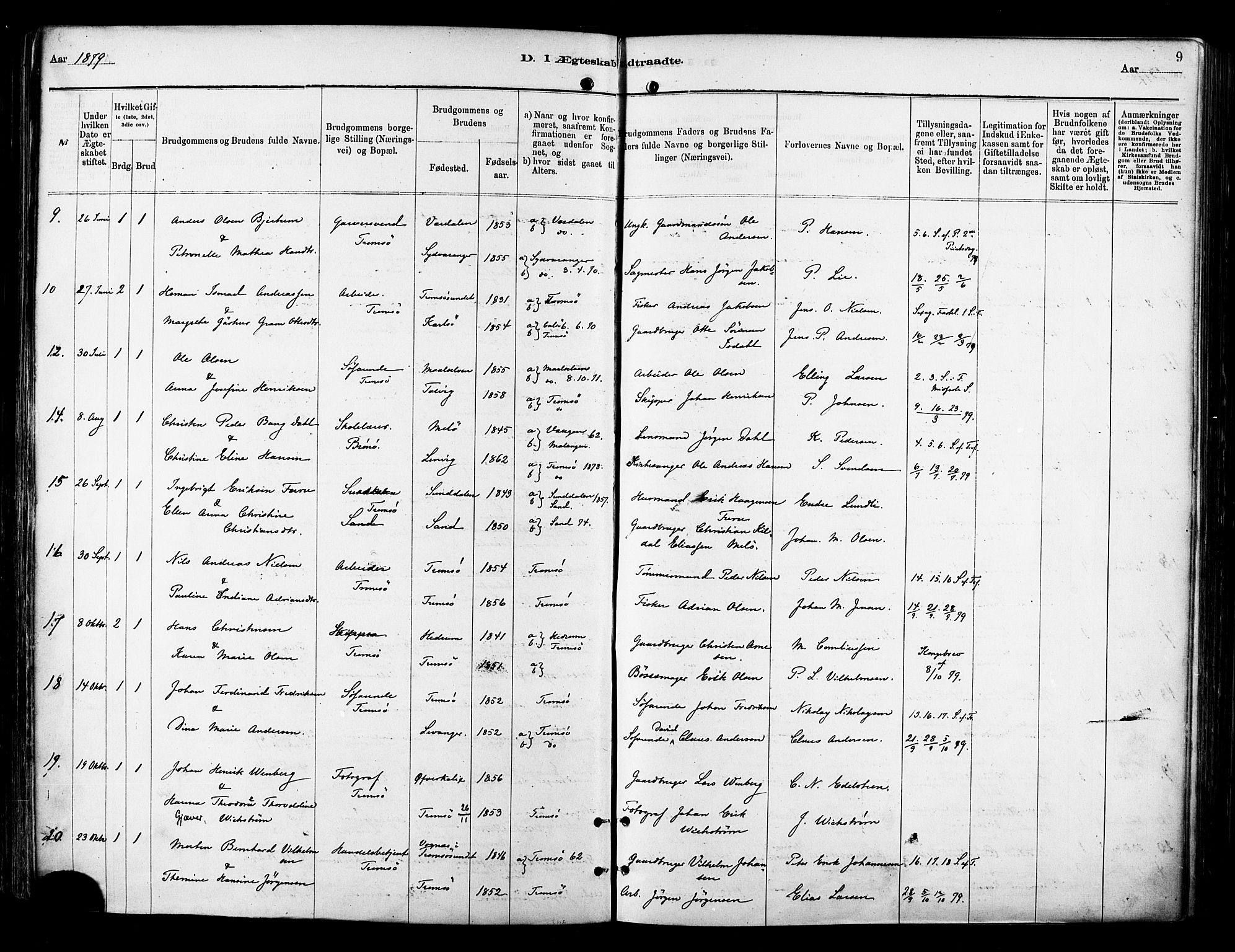 Tromsø sokneprestkontor/stiftsprosti/domprosti, SATØ/S-1343/G/Ga/L0014kirke: Parish register (official) no. 14, 1878-1888, p. 9