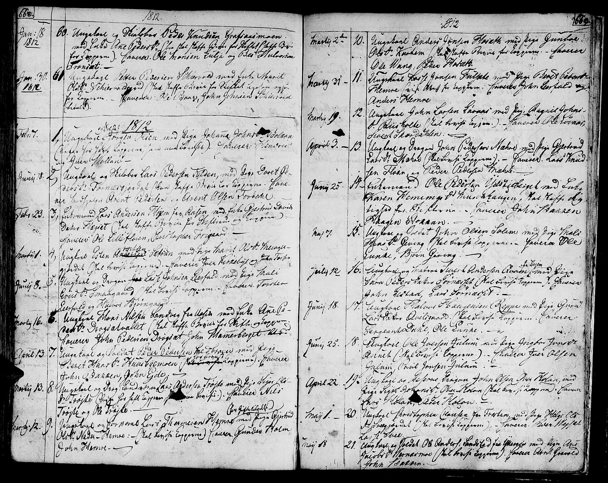 Ministerialprotokoller, klokkerbøker og fødselsregistre - Nord-Trøndelag, SAT/A-1458/709/L0060: Parish register (official) no. 709A07, 1797-1815, p. 668-669