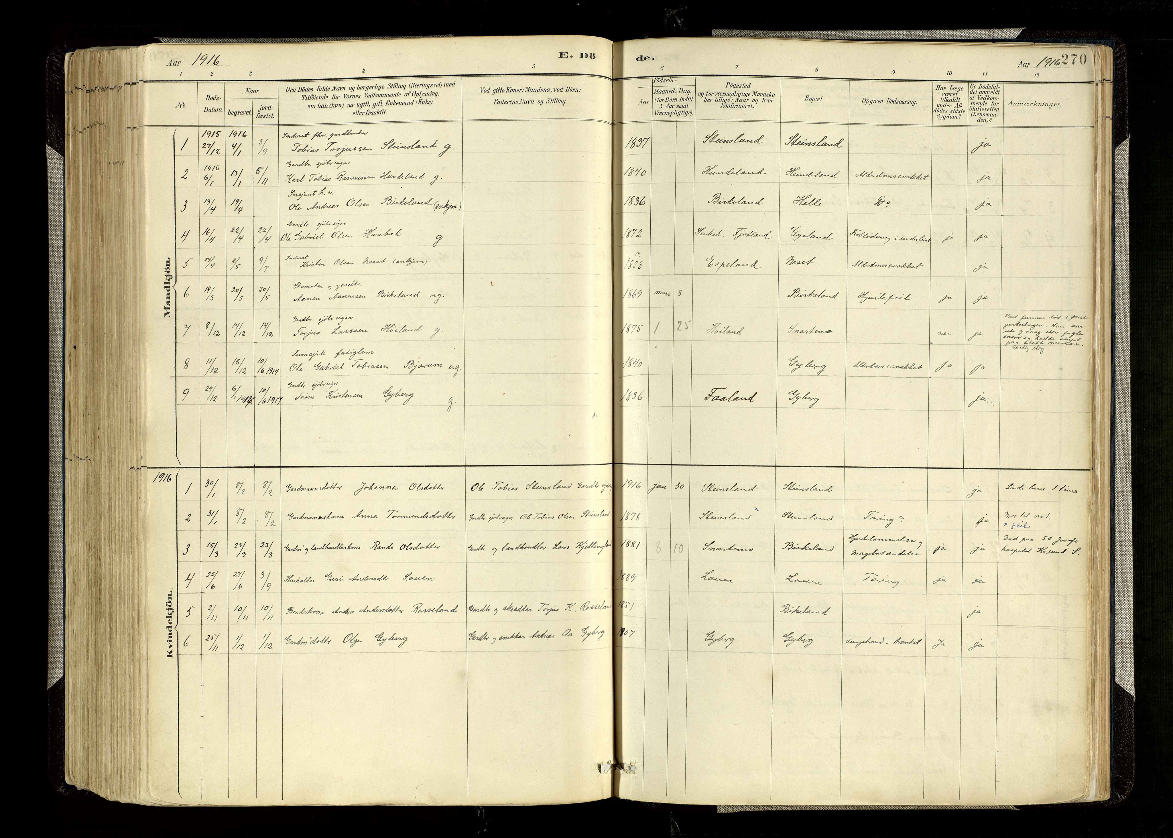 Hægebostad sokneprestkontor, SAK/1111-0024/F/Fa/Faa/L0006: Parish register (official) no. A 6, 1887-1929, p. 270
