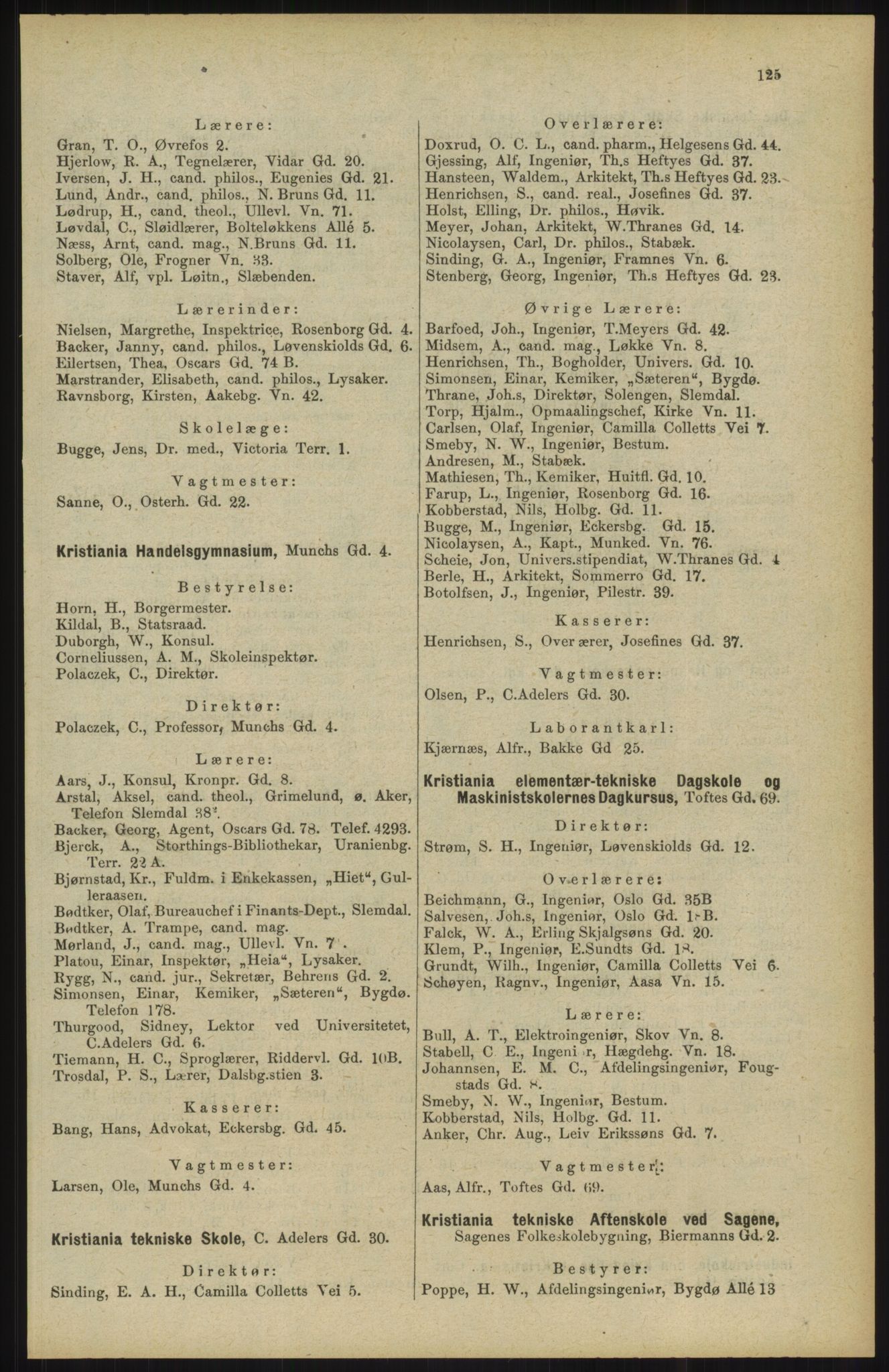 Kristiania/Oslo adressebok, PUBL/-, 1904, p. 125