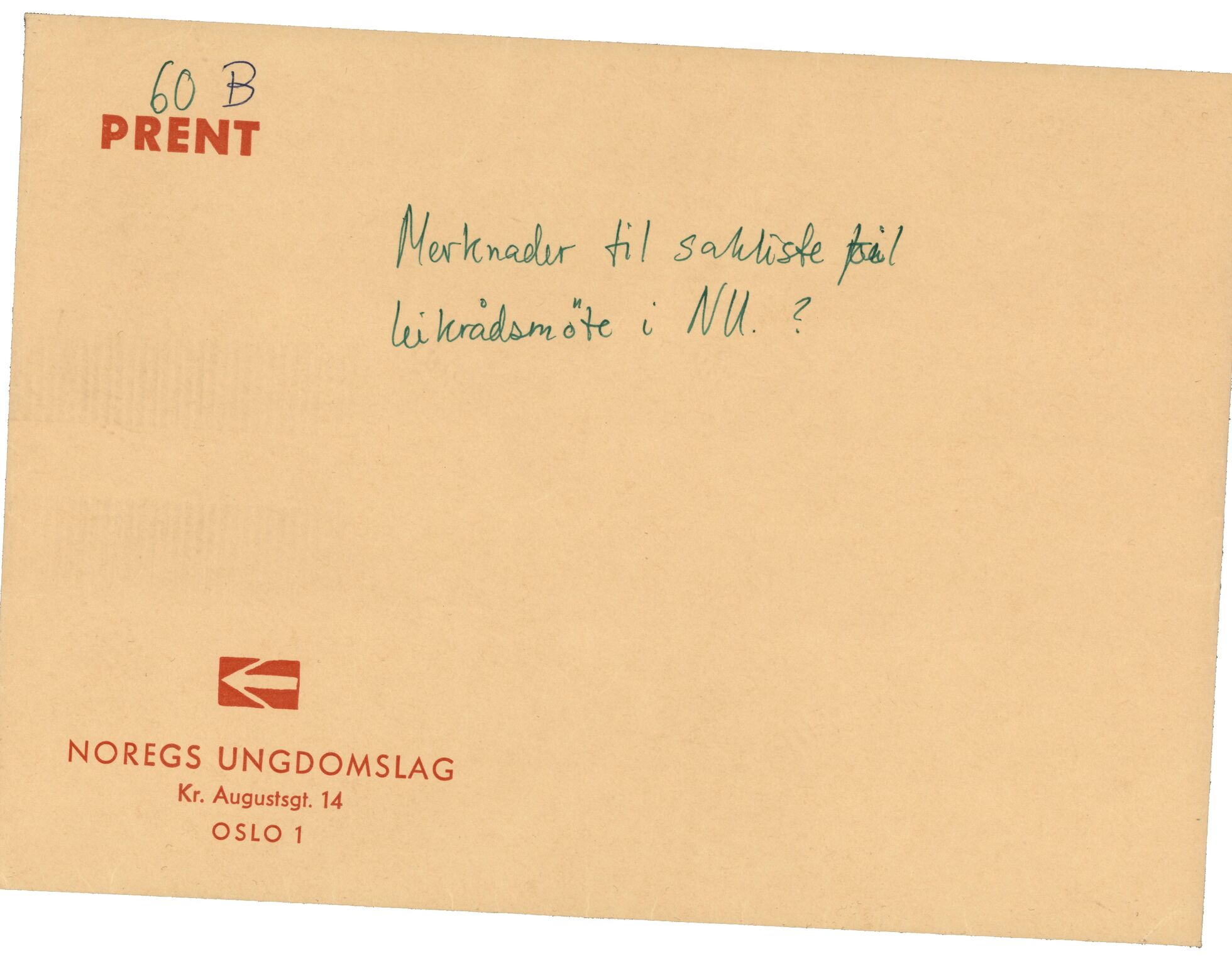 Samling etter Klara Semb, NSFF/KS/B/060: Mogleg saksliste til leikrådsmøte i Noregs Ungdomslag, 1957, p. 5