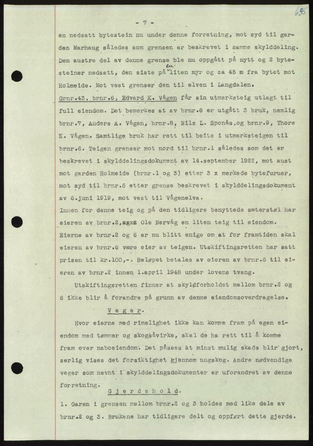 Nordmøre sorenskriveri, AV/SAT-A-4132/1/2/2Ca: Mortgage book no. A107, 1947-1948, Diary no: : 357/1948