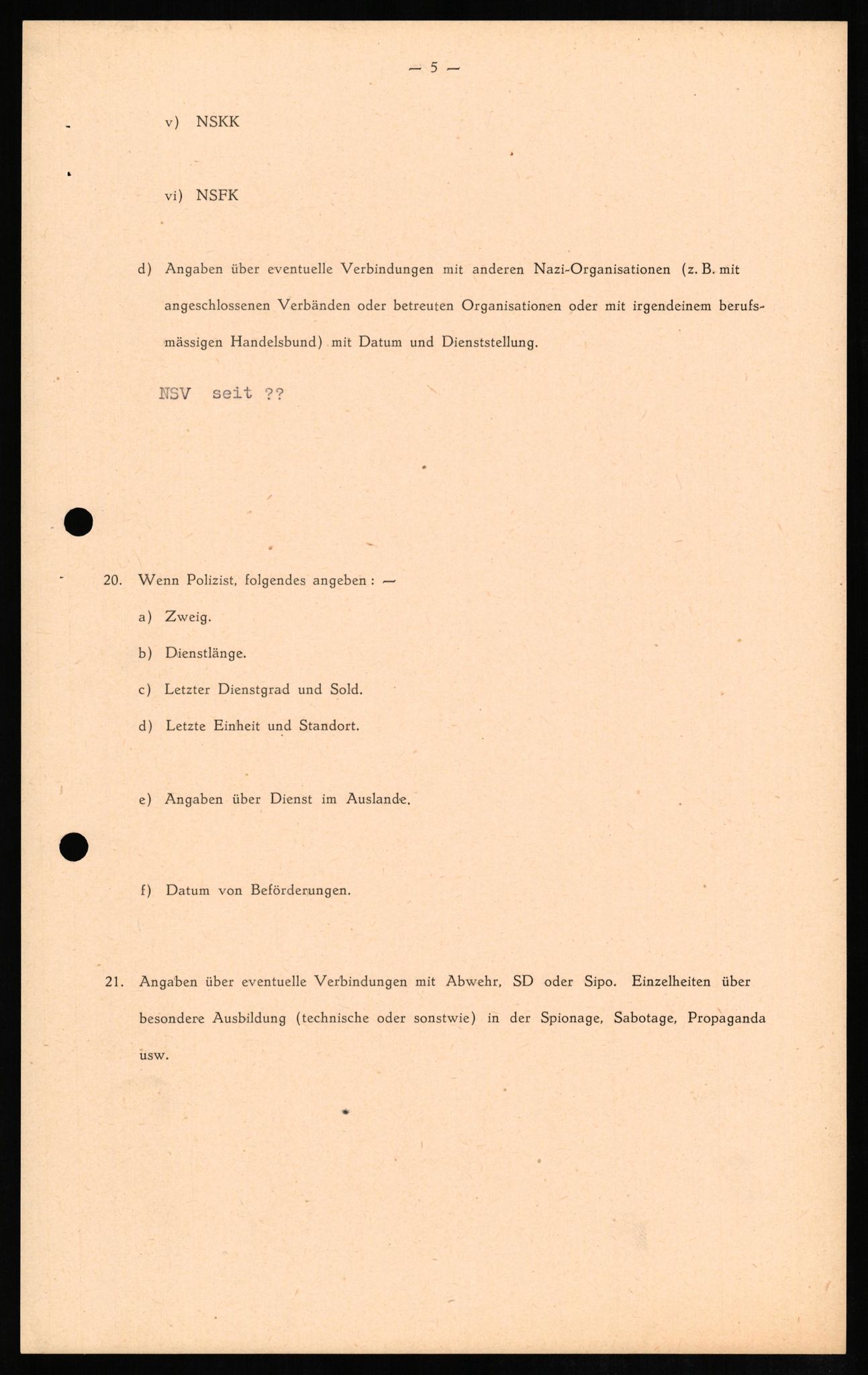 Forsvaret, Forsvarets overkommando II, RA/RAFA-3915/D/Db/L0011: CI Questionaires. Tyske okkupasjonsstyrker i Norge. Tyskere., 1945-1946, p. 108