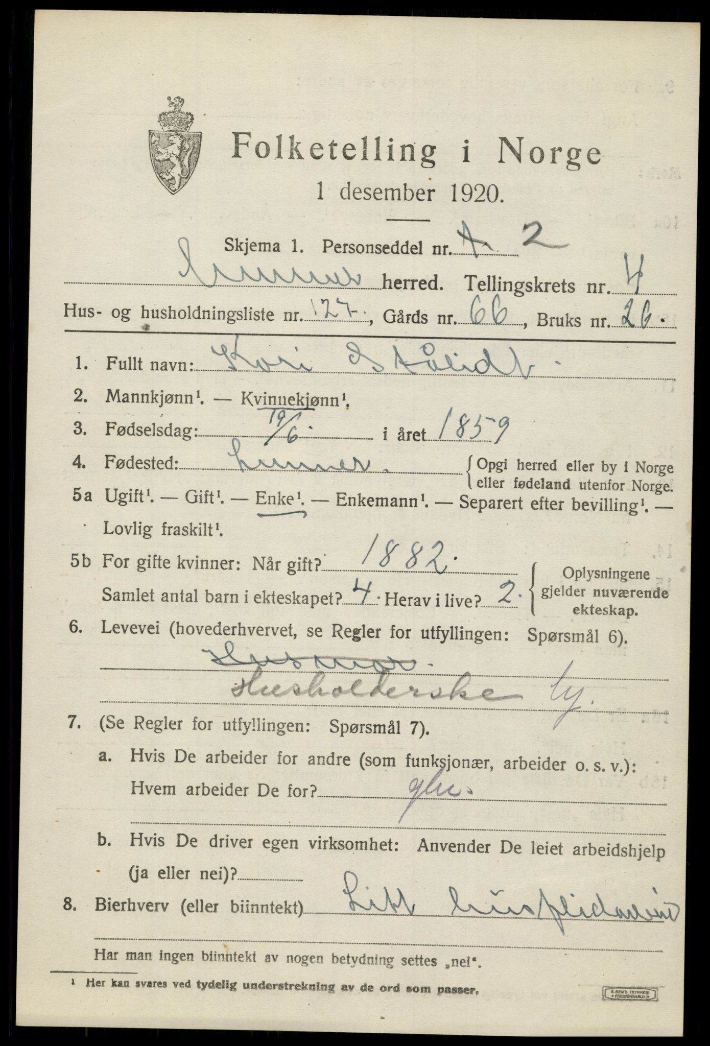 SAH, 1920 census for Lunner, 1920, p. 6741