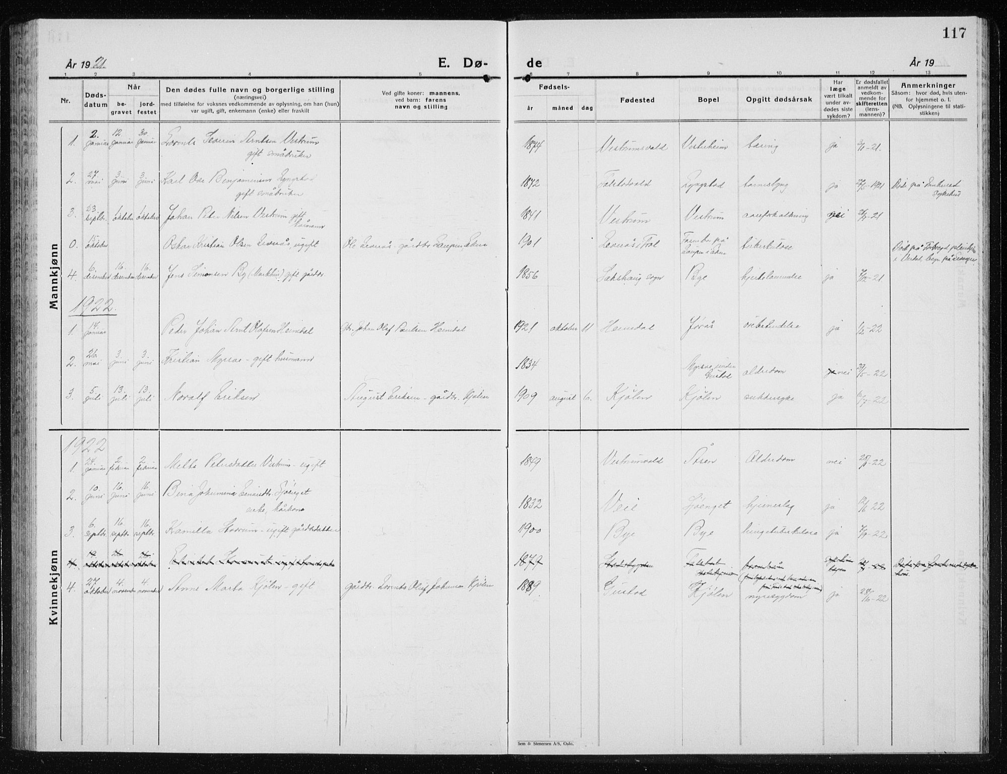 Ministerialprotokoller, klokkerbøker og fødselsregistre - Nord-Trøndelag, SAT/A-1458/719/L0180: Parish register (copy) no. 719C01, 1878-1940, p. 117