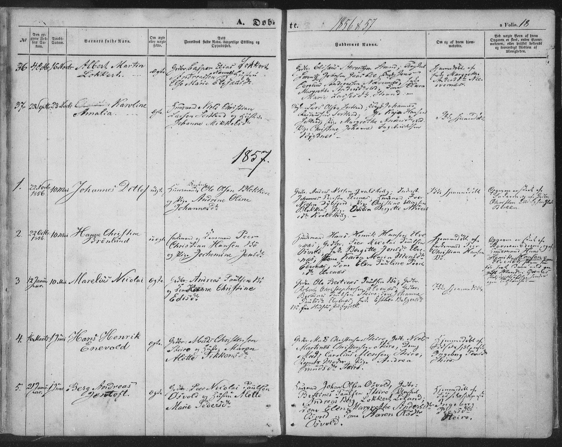 Ministerialprotokoller, klokkerbøker og fødselsregistre - Nordland, AV/SAT-A-1459/895/L1369: Parish register (official) no. 895A04, 1852-1872, p. 18