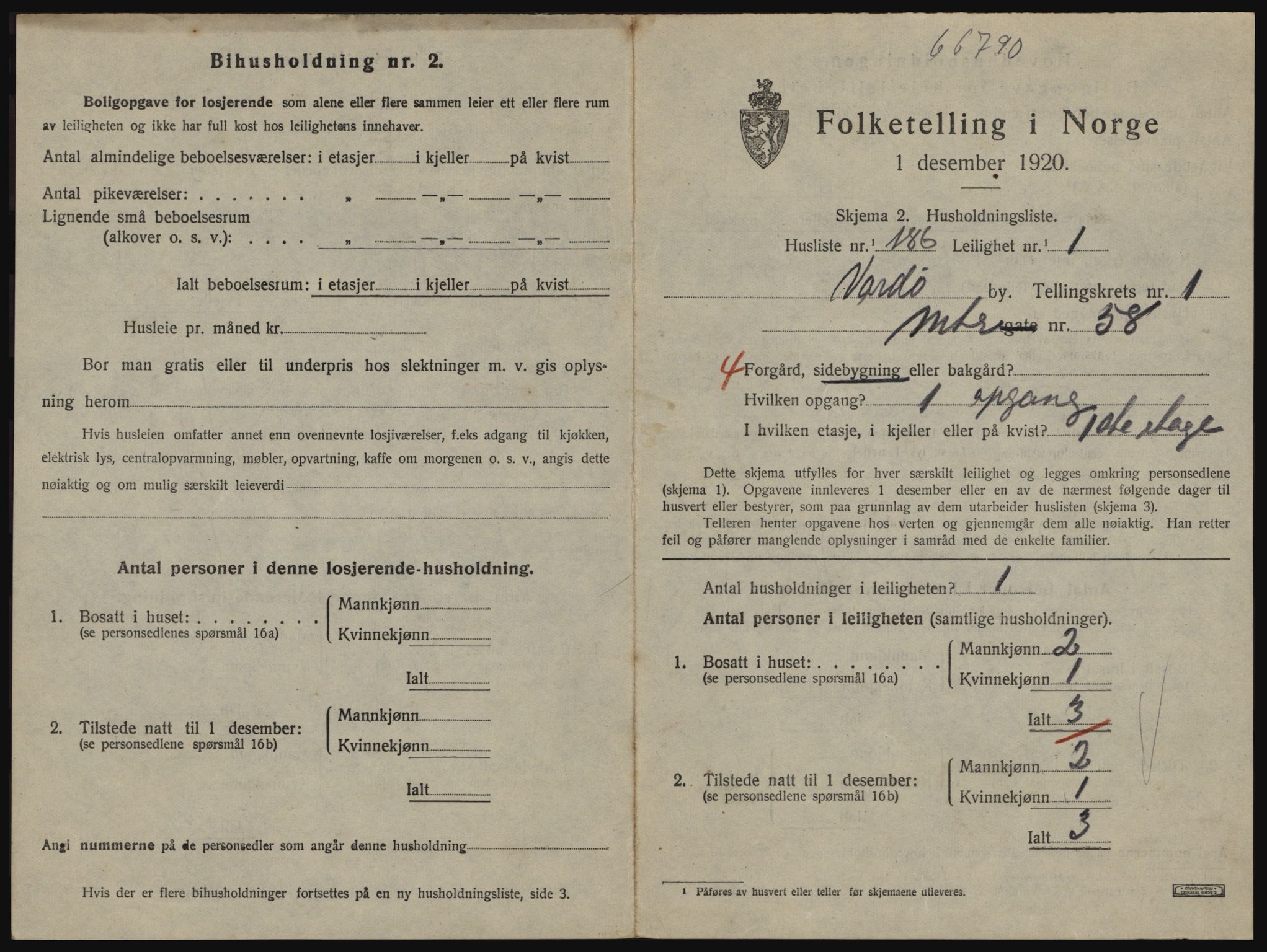 SATØ, 1920 census for Vardø, 1920, p. 1637