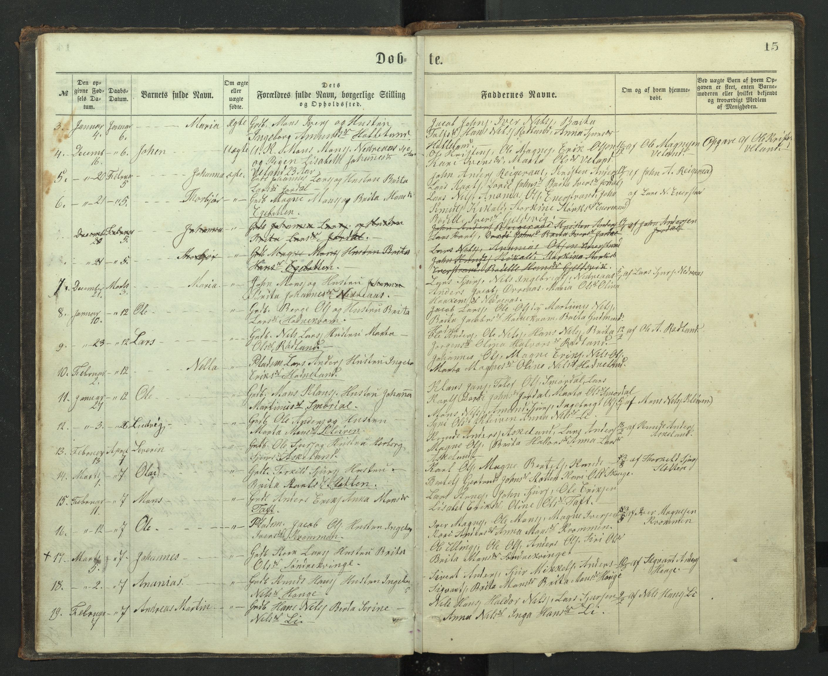 Lindås Sokneprestembete, SAB/A-76701/H/Hab: Parish register (copy) no. E 2, 1867-1892, p. 14b-15a