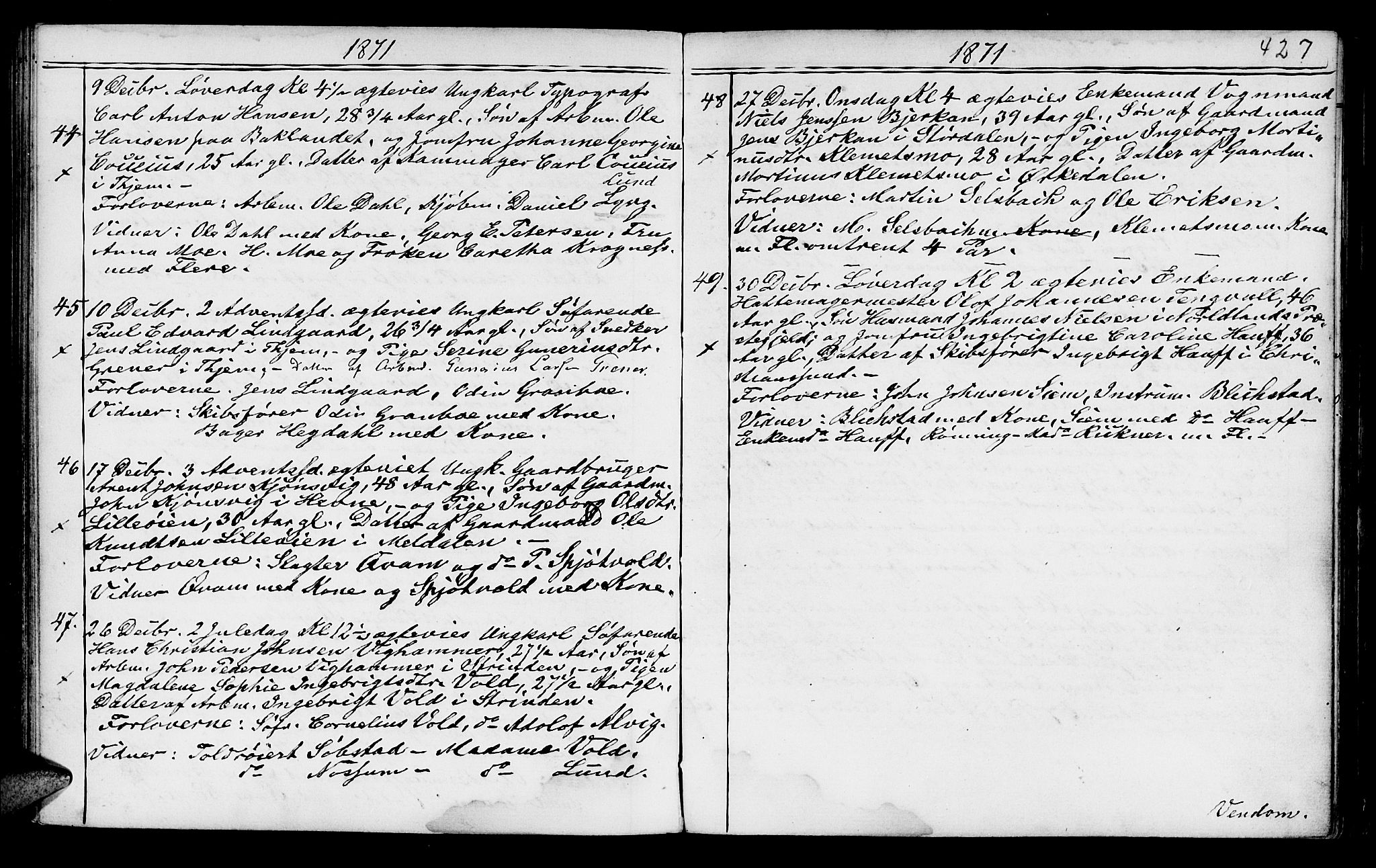 Ministerialprotokoller, klokkerbøker og fødselsregistre - Sør-Trøndelag, SAT/A-1456/602/L0140: Parish register (copy) no. 602C08, 1864-1872, p. 426-427