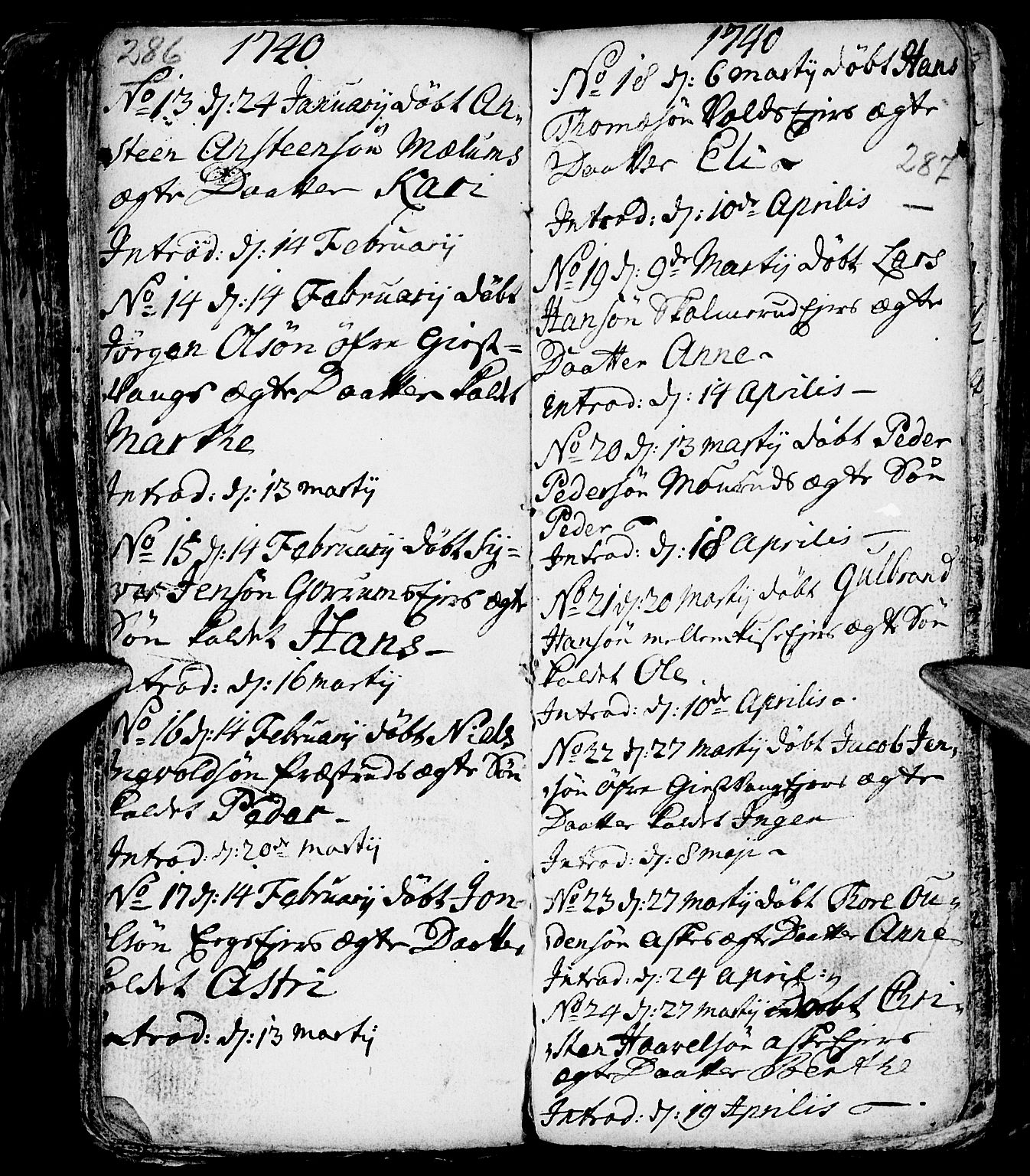 Nes prestekontor, Hedmark, AV/SAH-PREST-020/L/La/L0001: Parish register (copy) no. 1, 1663-1784, p. 286-287