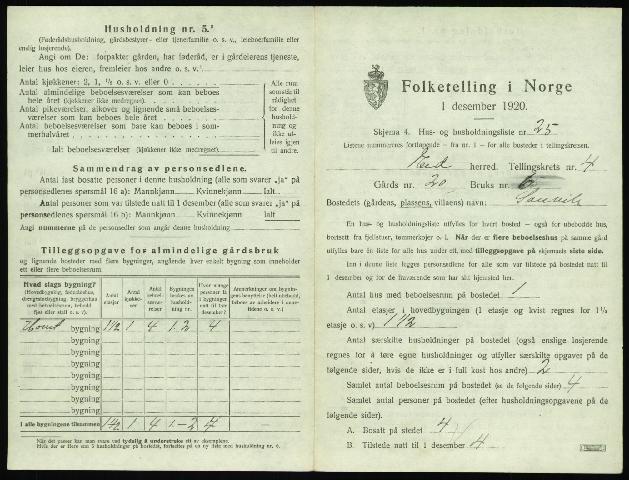 SAT, 1920 census for Eid, 1920, p. 219