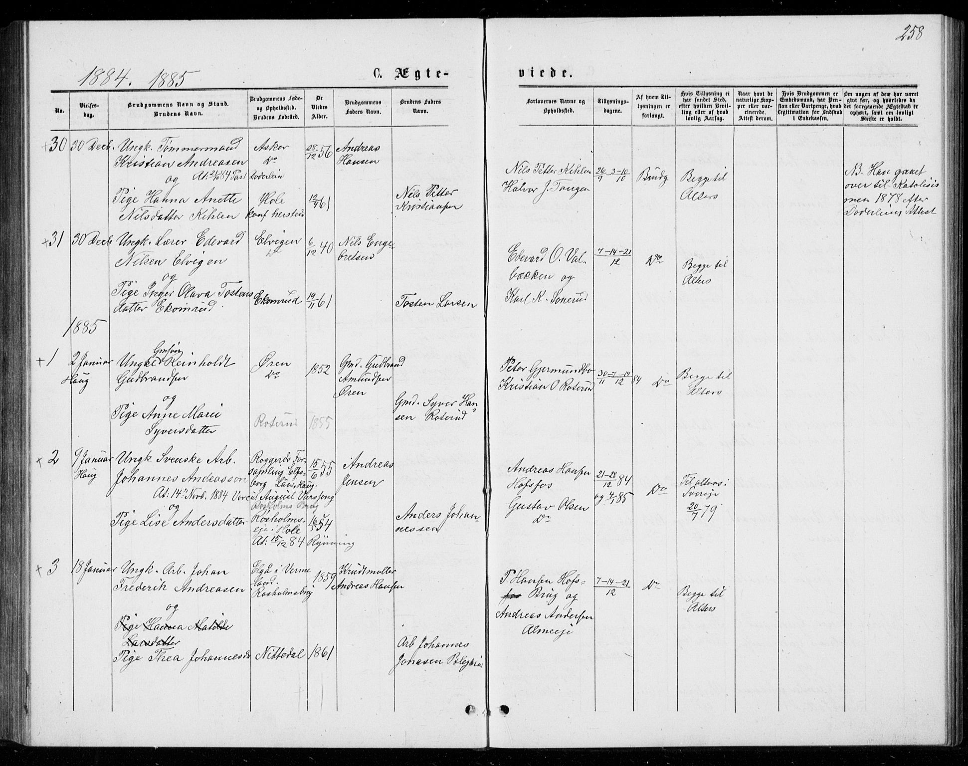 Norderhov kirkebøker, SAKO/A-237/G/Ga/L0007: Parish register (copy) no. I 7, 1877-1887, p. 258