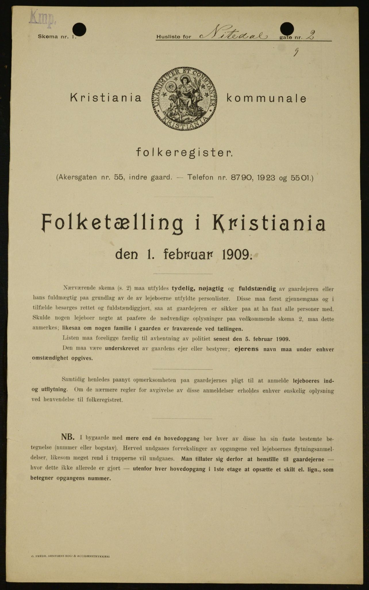 OBA, Municipal Census 1909 for Kristiania, 1909, p. 64420