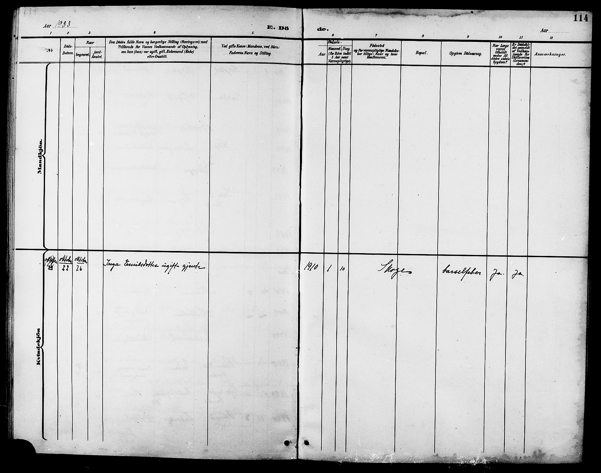 Ministerialprotokoller, klokkerbøker og fødselsregistre - Møre og Romsdal, AV/SAT-A-1454/508/L0098: Parish register (copy) no. 508C02, 1898-1916, p. 114