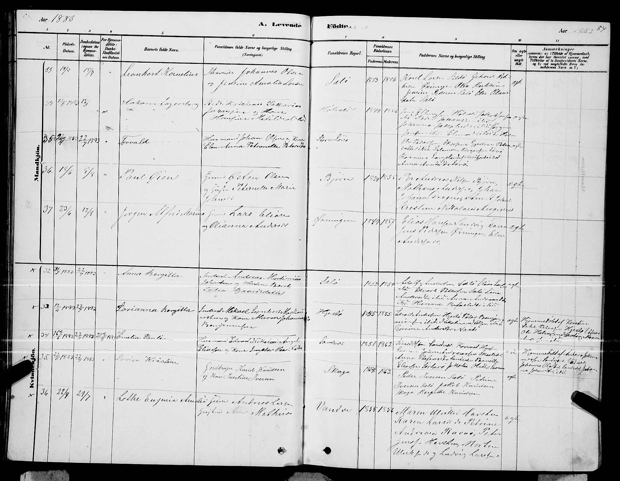 Ministerialprotokoller, klokkerbøker og fødselsregistre - Nordland, SAT/A-1459/834/L0513: Parish register (copy) no. 834C04, 1877-1892, p. 84