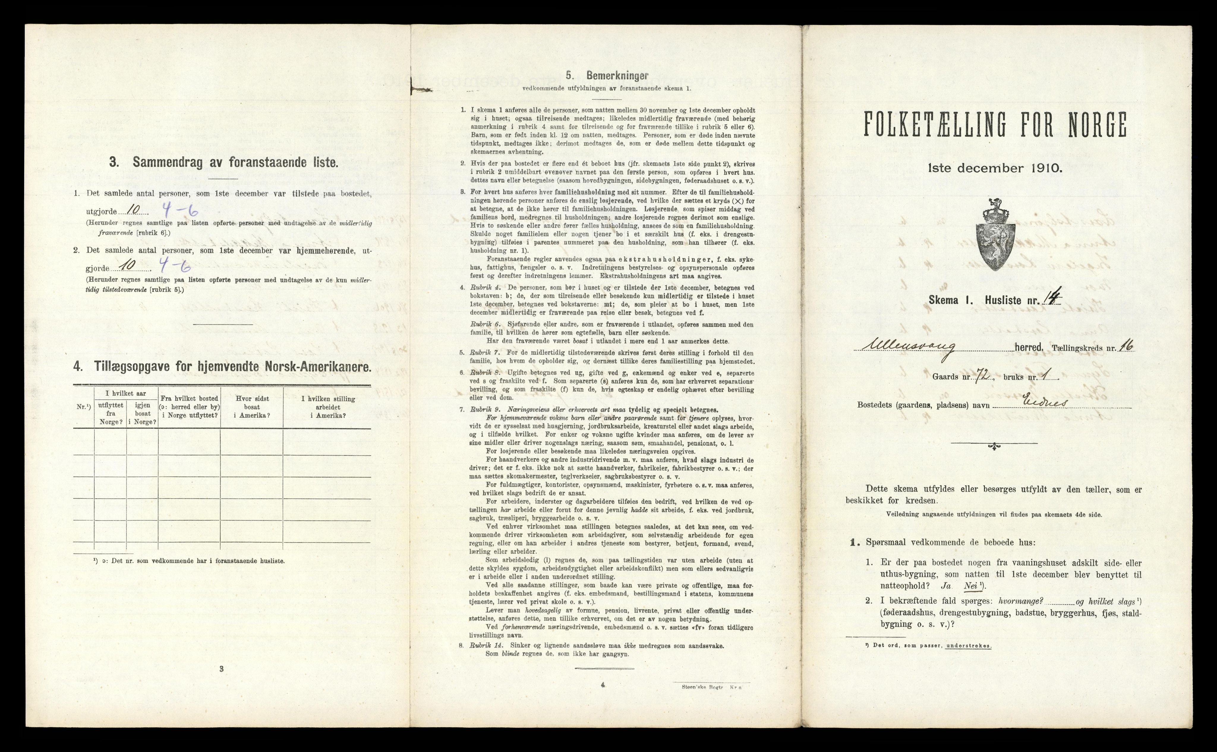 RA, 1910 census for Ullensvang, 1910, p. 1993