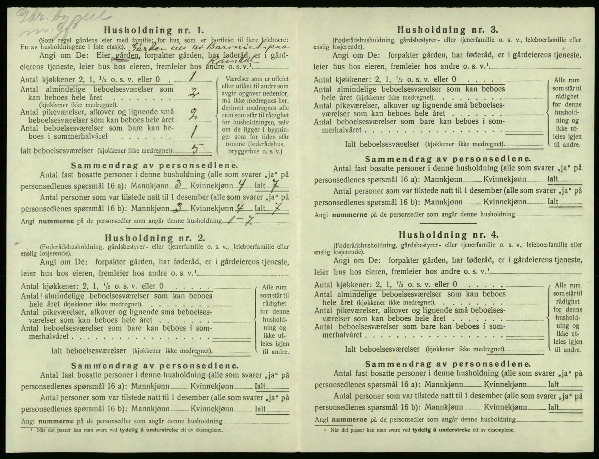 SAB, 1920 census for Kvam, 1920, p. 308