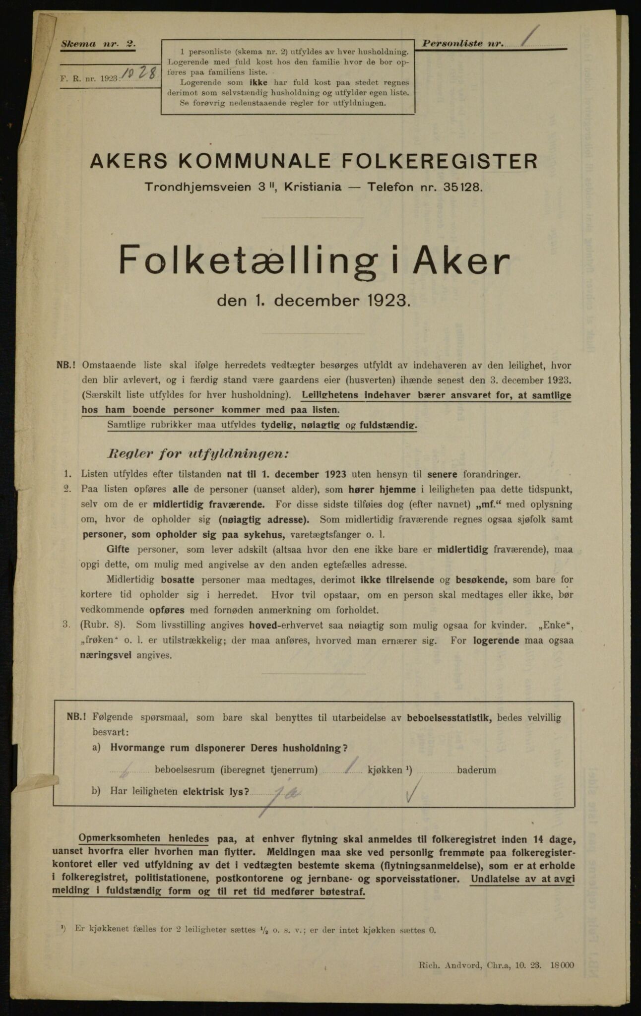 , Municipal Census 1923 for Aker, 1923, p. 42628