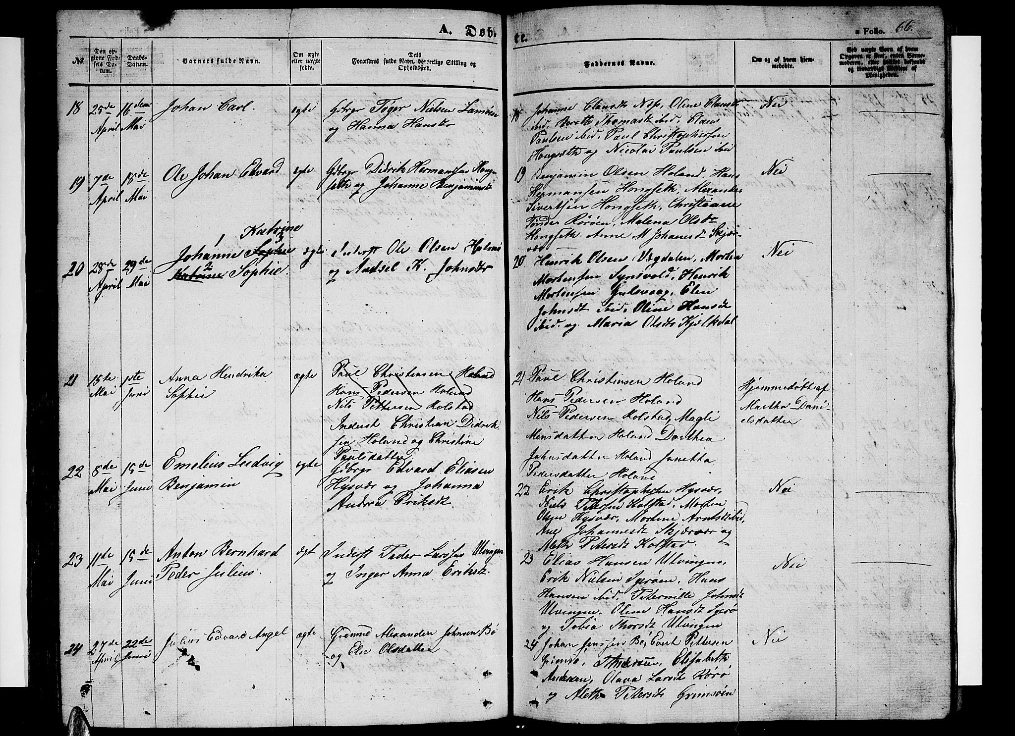 Ministerialprotokoller, klokkerbøker og fødselsregistre - Nordland, AV/SAT-A-1459/816/L0251: Parish register (copy) no. 816C01, 1852-1870, p. 66