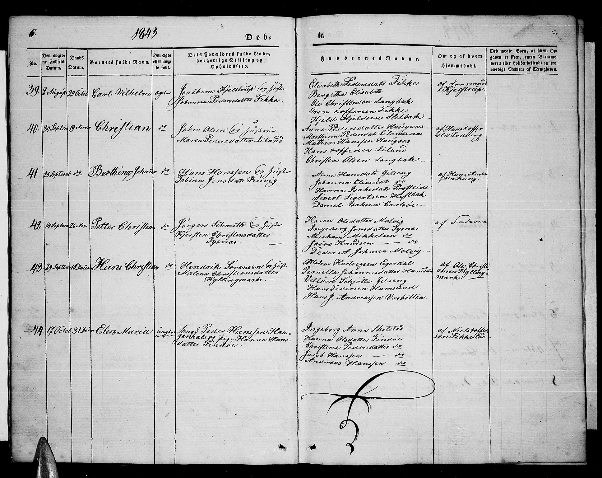 Ministerialprotokoller, klokkerbøker og fødselsregistre - Nordland, AV/SAT-A-1459/859/L0856: Parish register (copy) no. 859C02, 1843-1854, p. 6