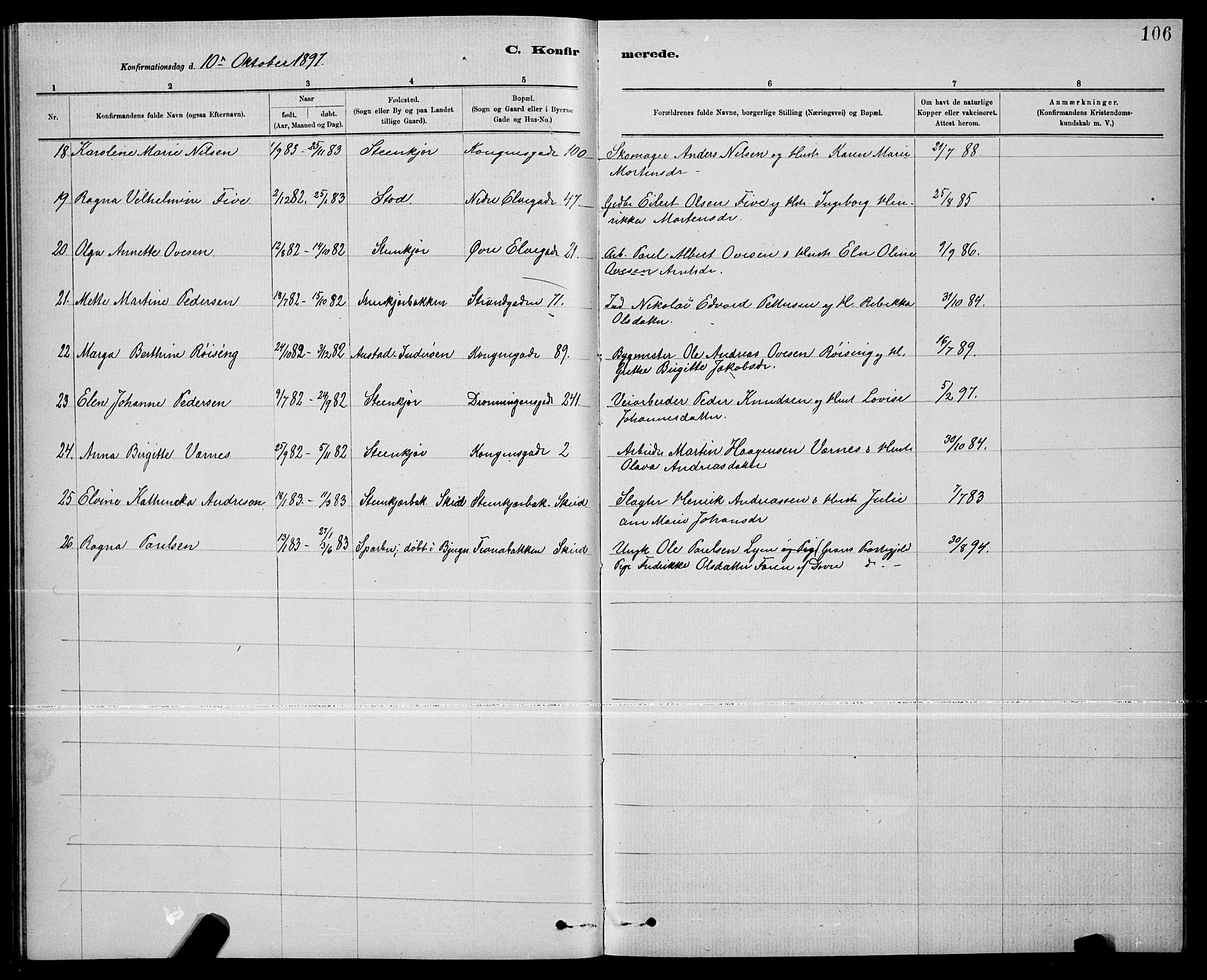 Ministerialprotokoller, klokkerbøker og fødselsregistre - Nord-Trøndelag, AV/SAT-A-1458/739/L0374: Parish register (copy) no. 739C02, 1883-1898, p. 106