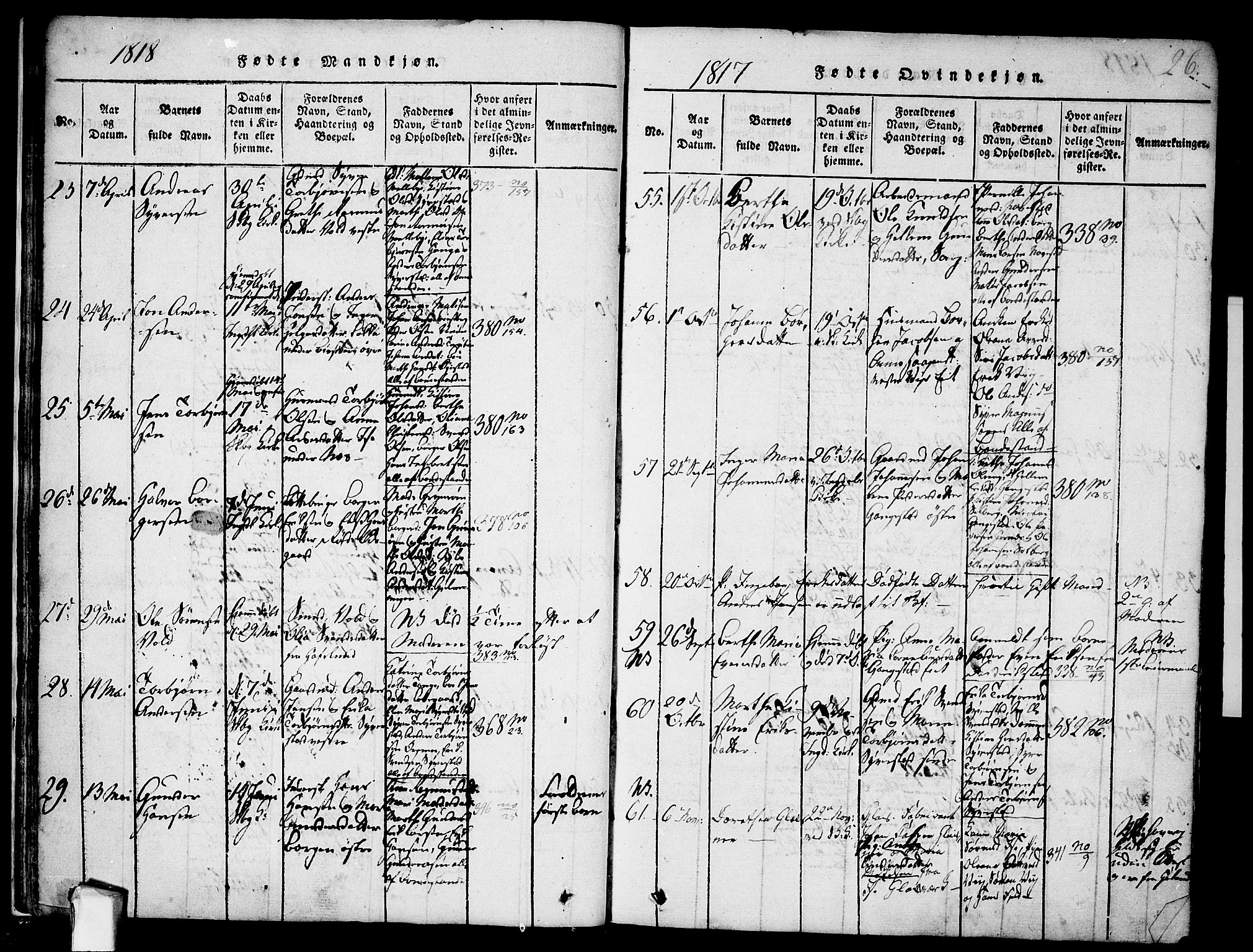Skjeberg prestekontor Kirkebøker, SAO/A-10923/F/Fa/L0004: Parish register (official) no. I 4, 1815-1830, p. 26