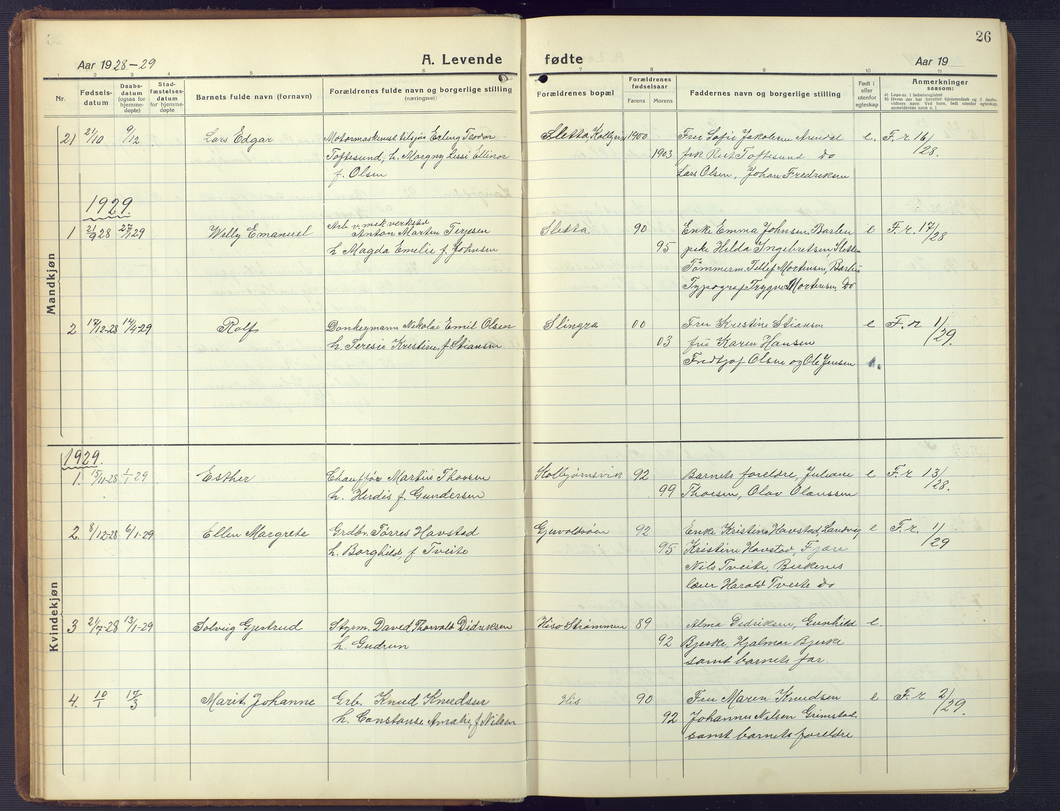 Hisøy sokneprestkontor, AV/SAK-1111-0020/F/Fb/L0005: Parish register (copy) no. B 5, 1924-1946, p. 26