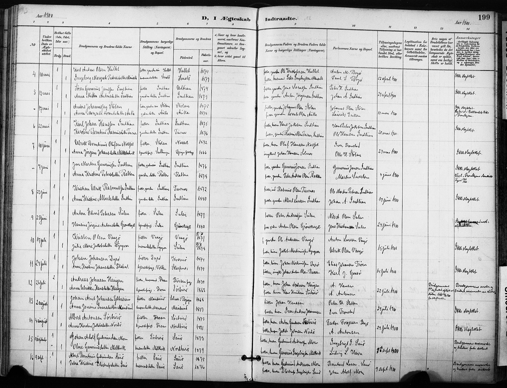 Ministerialprotokoller, klokkerbøker og fødselsregistre - Sør-Trøndelag, SAT/A-1456/640/L0579: Parish register (official) no. 640A04, 1889-1902, p. 199