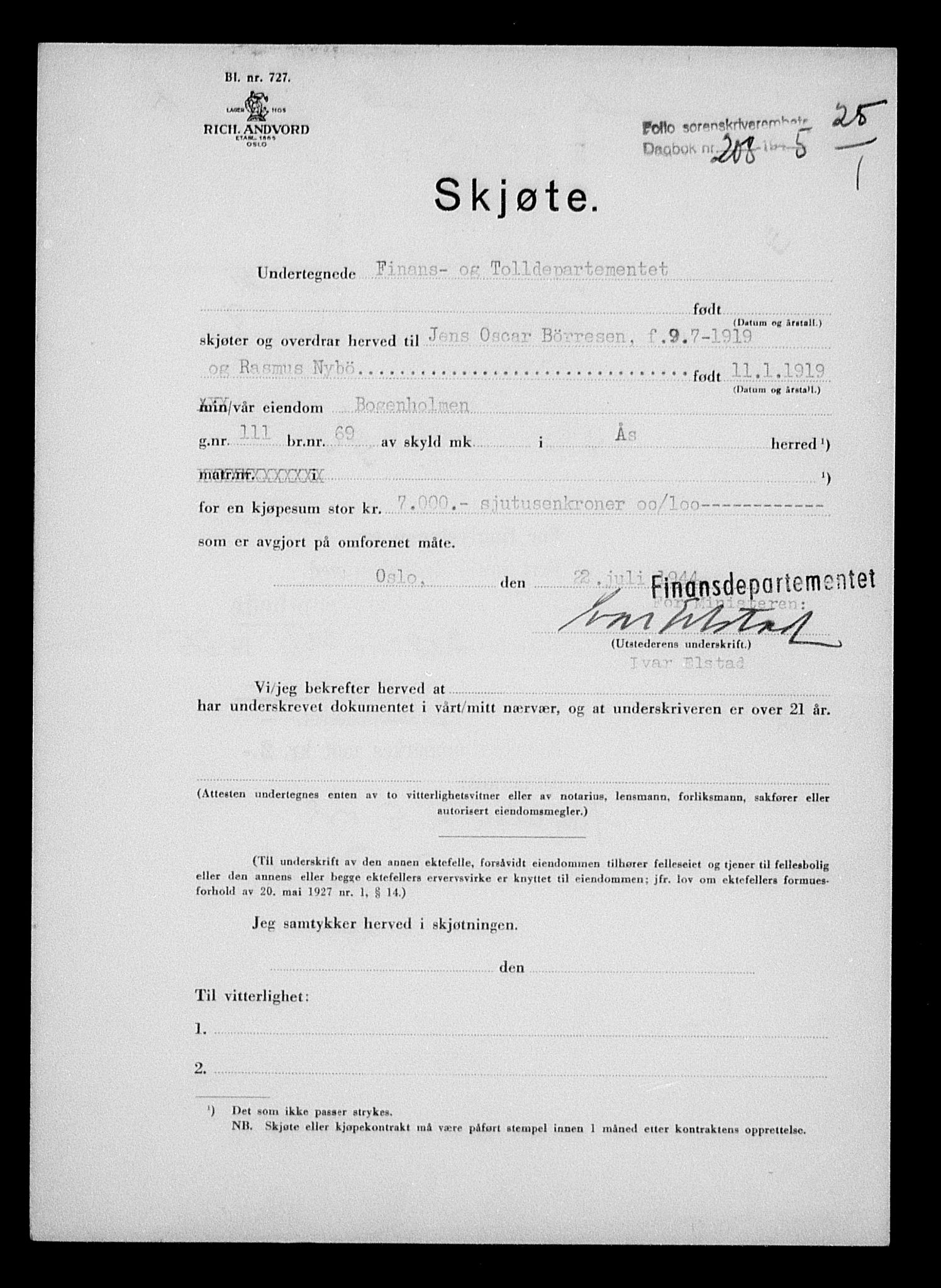 Justisdepartementet, Tilbakeføringskontoret for inndratte formuer, AV/RA-S-1564/H/Hc/Hcc/L0970: --, 1945-1947, p. 186